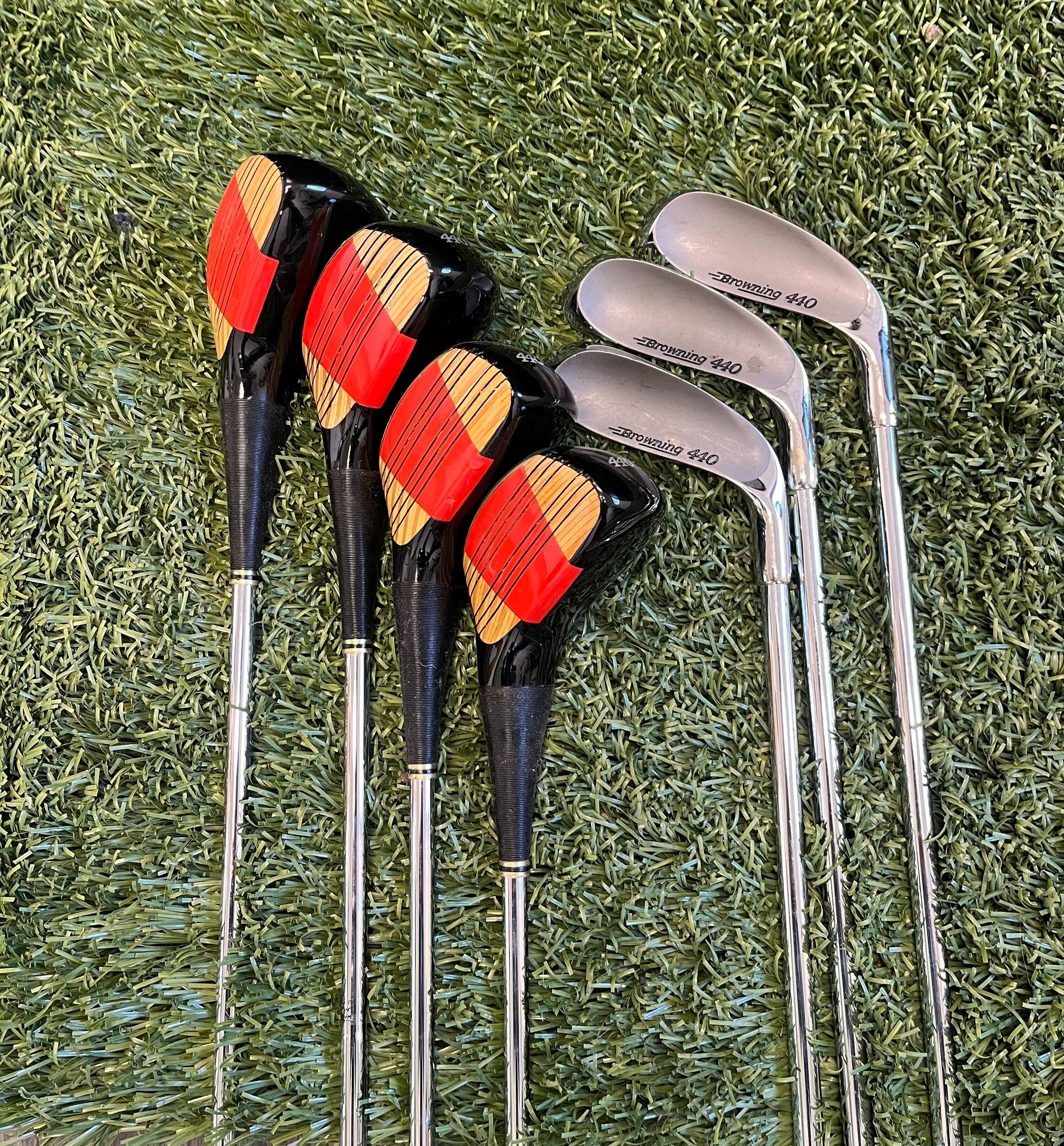 Used Browning 440 Complete Golf Club Set - Right Handed 1W, 3W, 4W, 5W, 2 PW, SW with Regular Flex - Perfect for Beginners & Intermediate Golfers on the Course