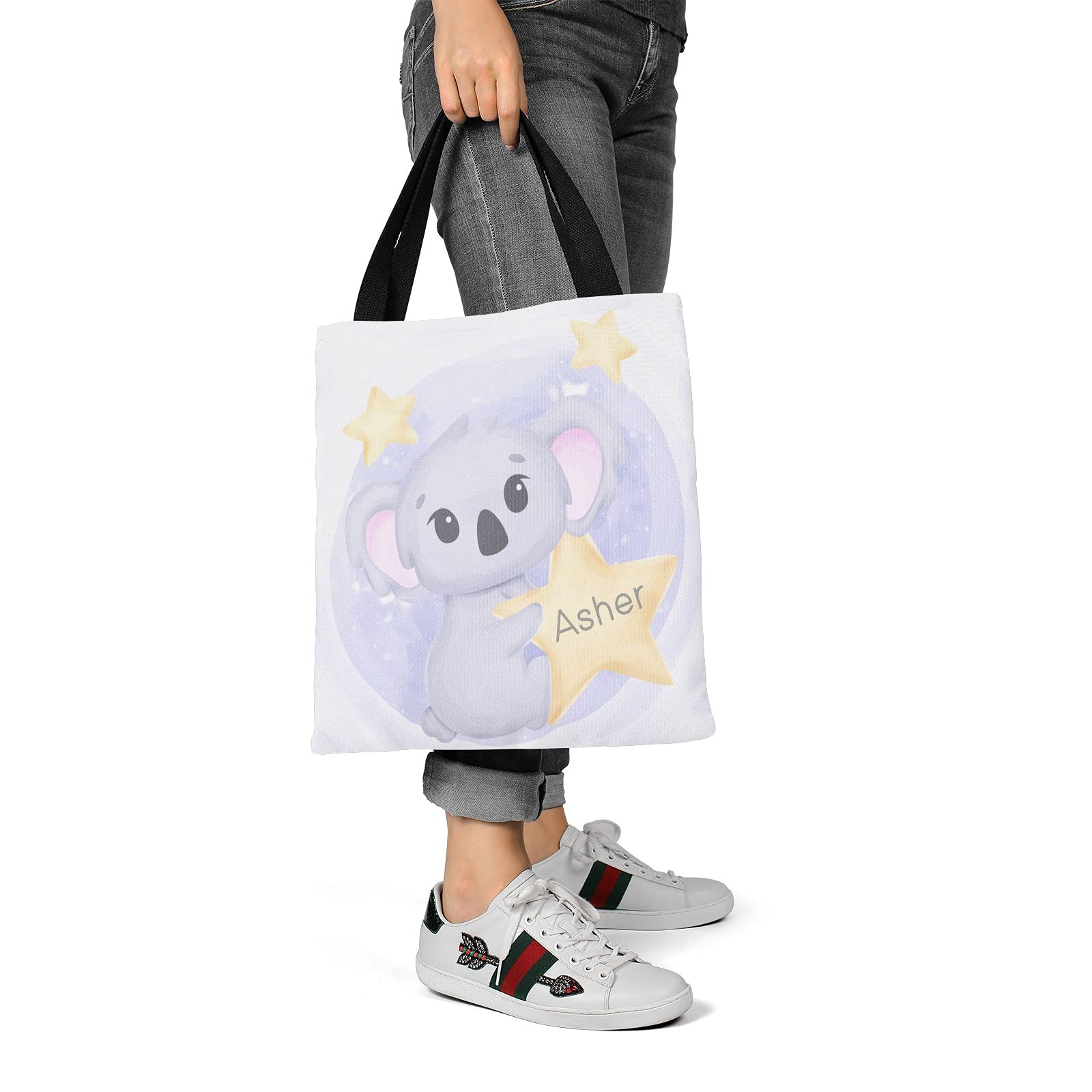 Personalized Woodland Forest Animals Canvas Tote Bags for Kids - Eco-Friendly Reusable Shopping Bags for School, Travel & Daily Use - Perfect Gift for Boys & Girls
