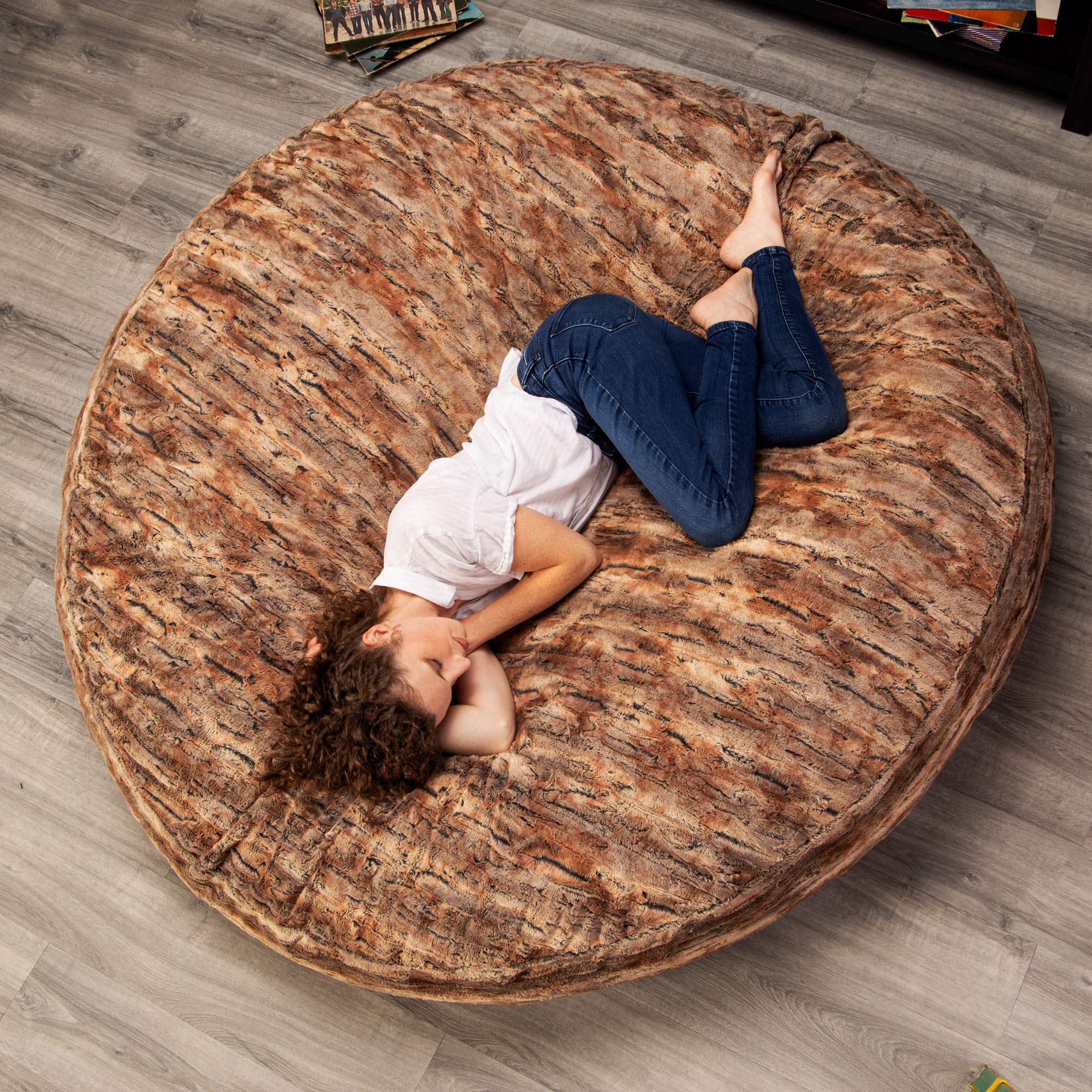 Jaxx 6 Foot Cocoon - Large Bean Bag Chair for Adults, Premium Luxe Faux Fur - Red Fox | Ultra Soft Giant Lounger for Living Room, Bedroom & Game Room | Perfect for Relaxing, Reading & Gaming
