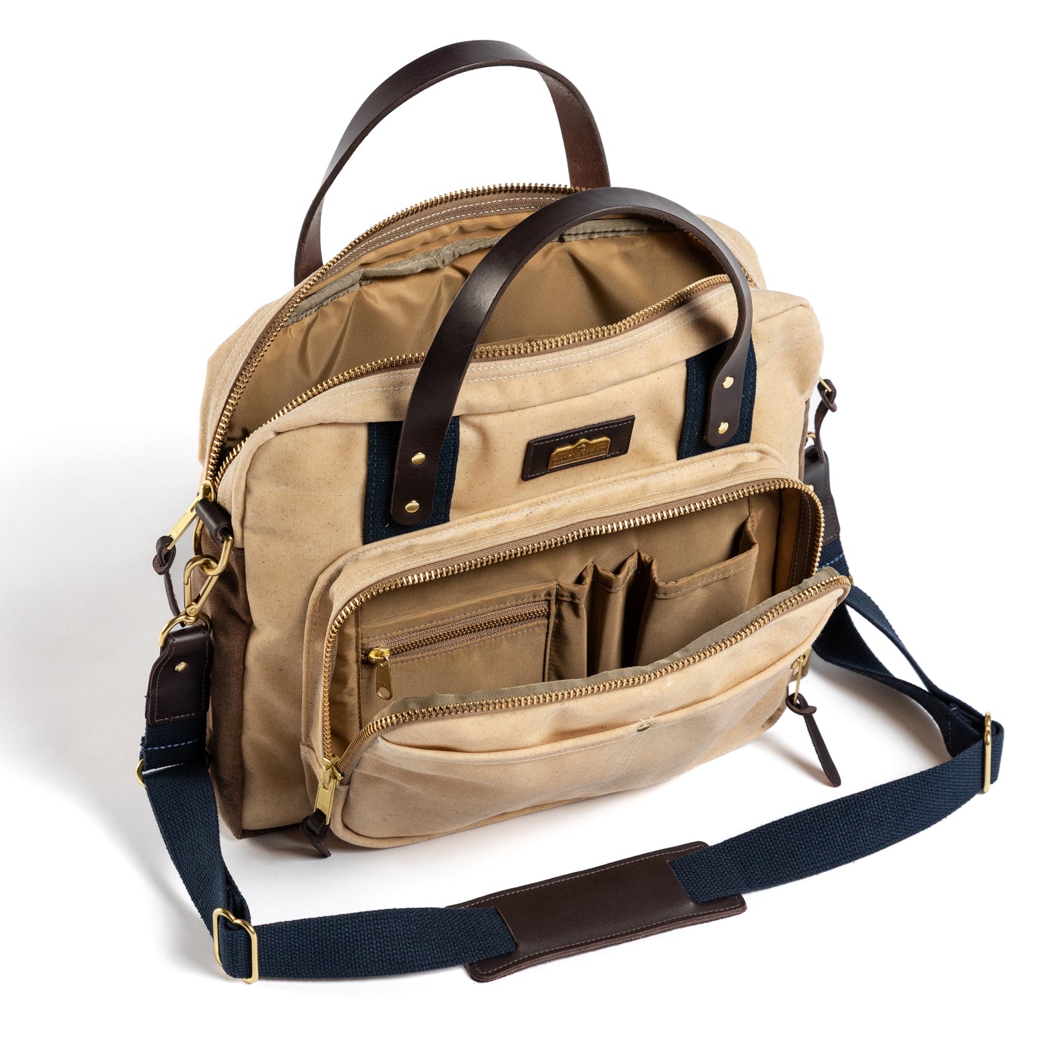Durable Waxed Canvas Laptop Bag for Men & Women - Water-Resistant Natural Leather Messenger Bag for Work, Travel & Daily Commute - Fits 15 Inch MacBook & Notebooks