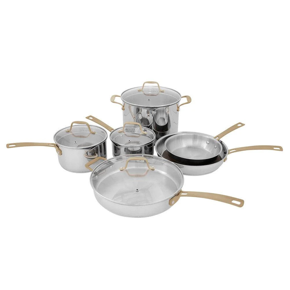 ZLINE 10-Piece Stainless Steel Cookware Set - Non-Toxic, Dishwasher Safe Pots and Pans with Glass Lids (CWSETL ST 10) - Perfect for Home Cooking, Professional Chefs & Restaurant Use