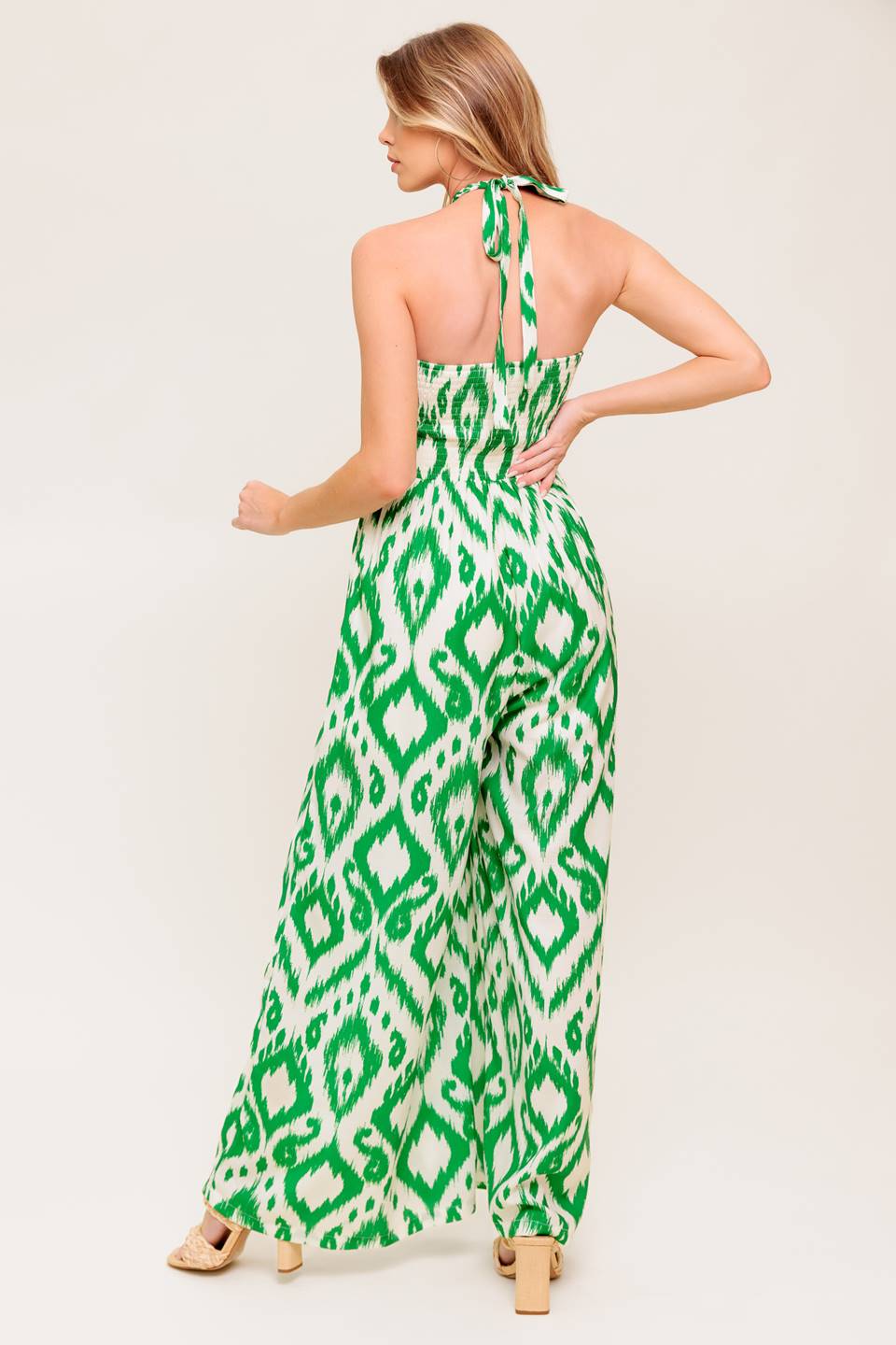 Penny Green Braided Halter Jumpsuit for Women - Summer Boho Chic Romper with Adjustable Straps - Perfect for Beach Vacation, Music Festival & Date Night Outfits
