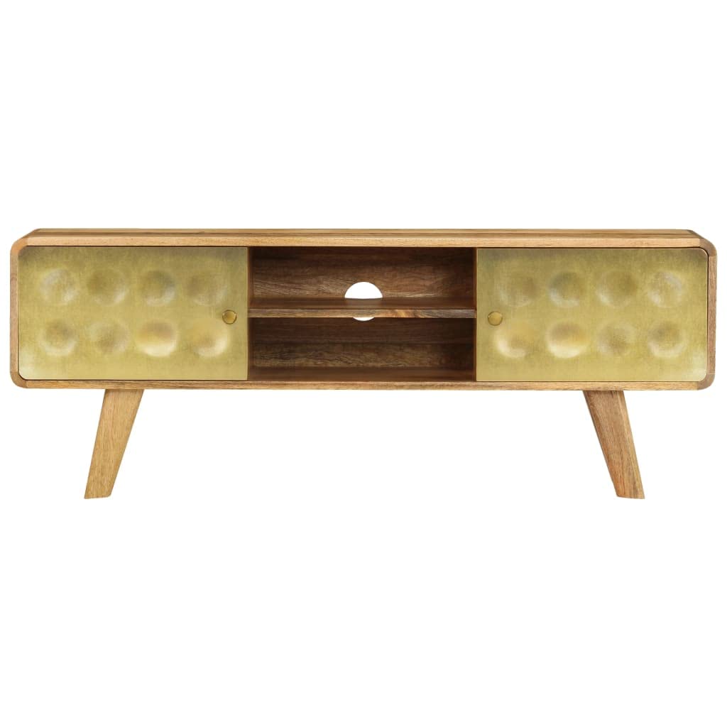 Vintage Mid-Century Modern TV Stand - 50 Inch Solid Mango Wood Entertainment Center with Storage (47.2