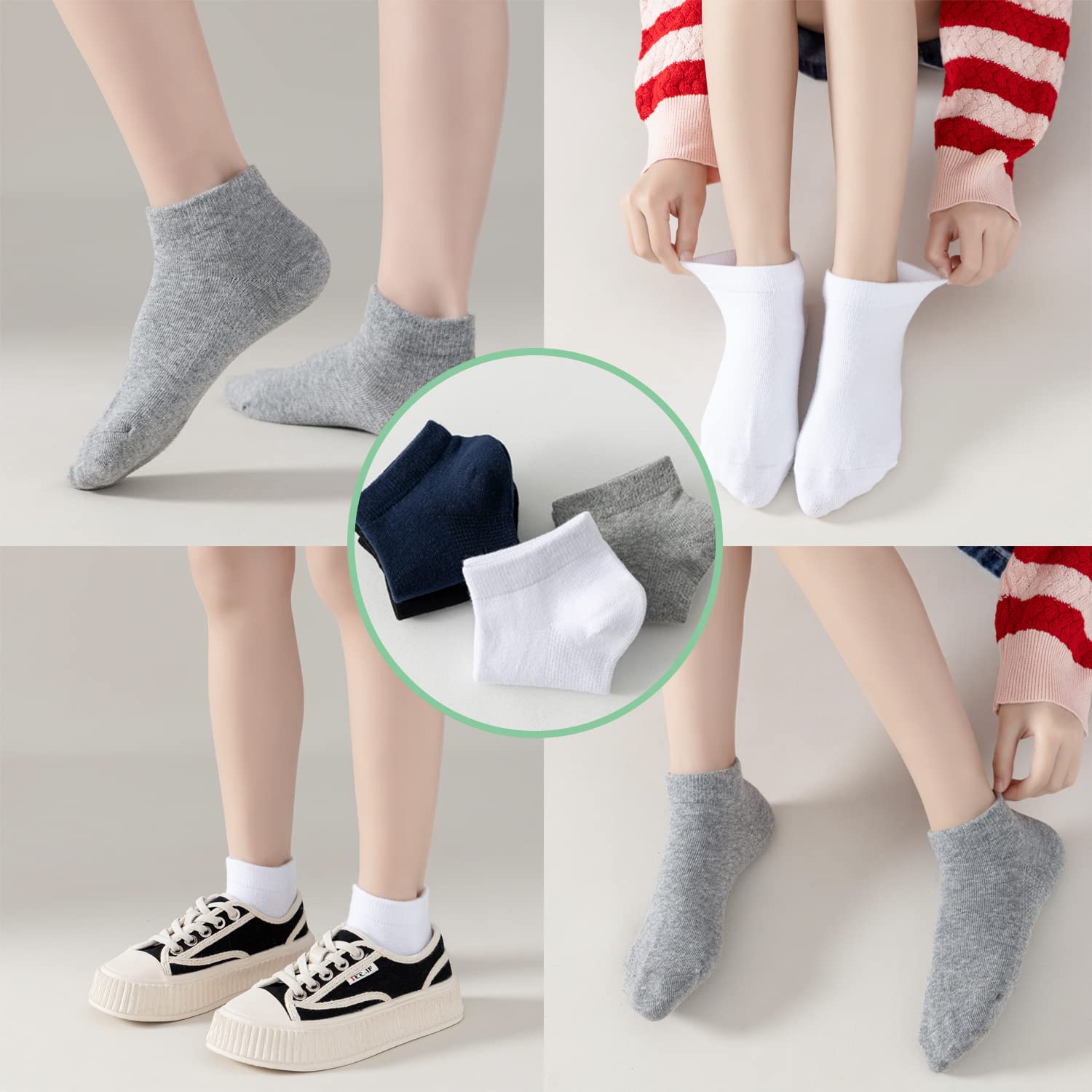 Marchare Boys Girls Low Cut Cotton Socks for Kids - 6 Pack Seamless School Socks for Comfort & Play - Perfect for School, Sports & Everyday Wear