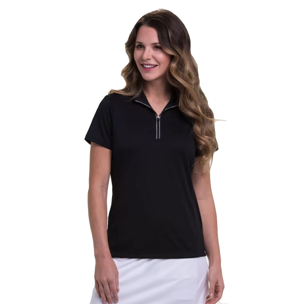 EP New York Women's Convertible Zip Mock Short Sleeve Golf Polo Shirt - Breathable Moisture-Wicking Performance Top for Golf, Tennis & Casual Wear