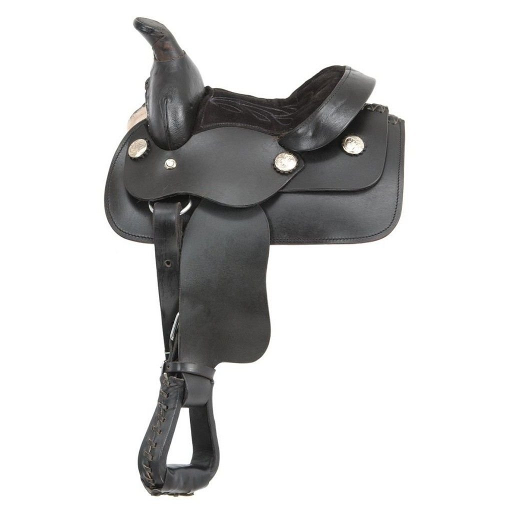 Premium Mini Smooth Western Saddle for Kids & Beginners - Lightweight Comfortable Training Saddle for Horseback Riding Lessons & Trail Rides