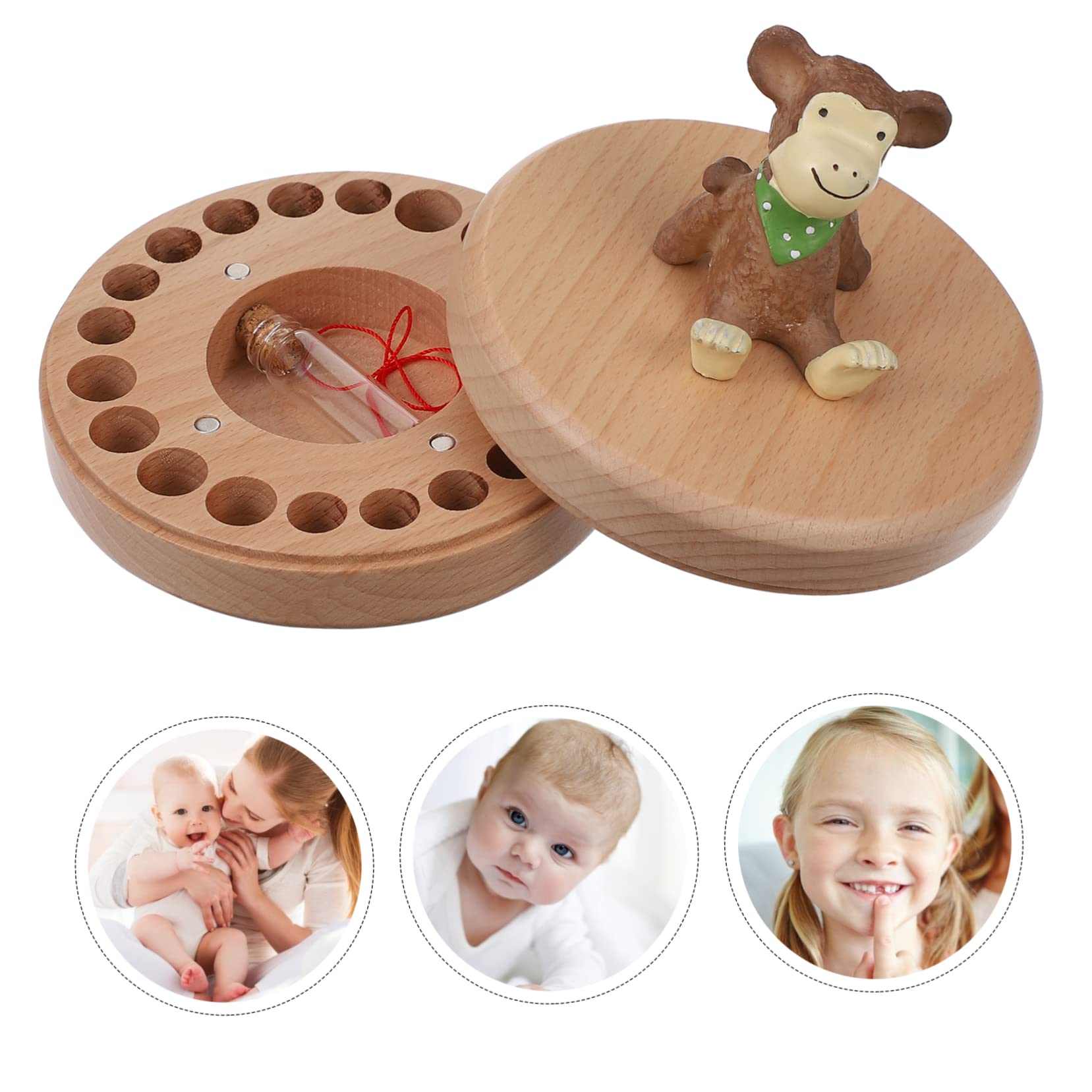 VICASKY Kids Tooth Box - Beech Wood Lost Tooth Holder & Keepsake Case for Baby Teeth - Perfect for Tooth Fairy Gifts and Childhood Memories