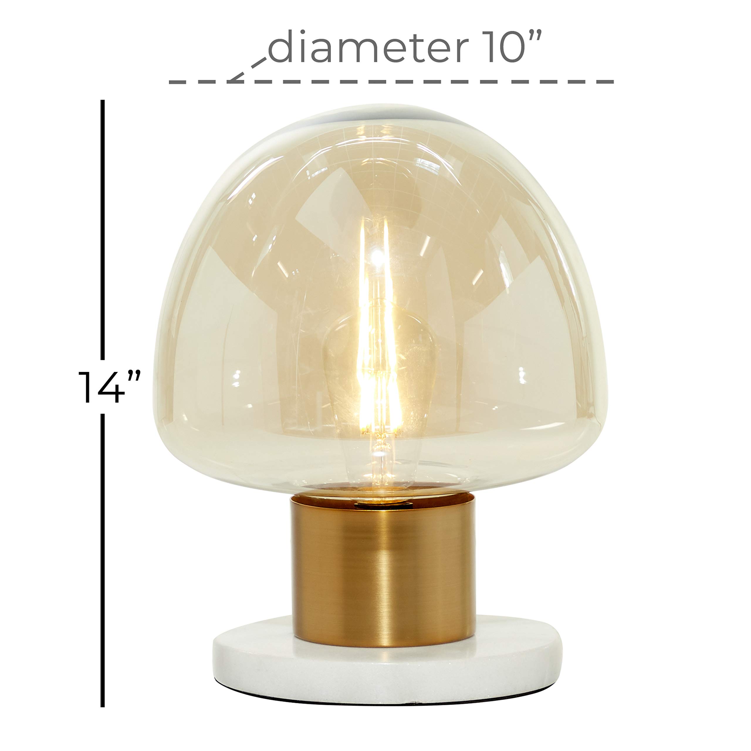 Deco 79 Modern Gold Metal Table Lamp with Clear Dome Shade & Marble Base - 10