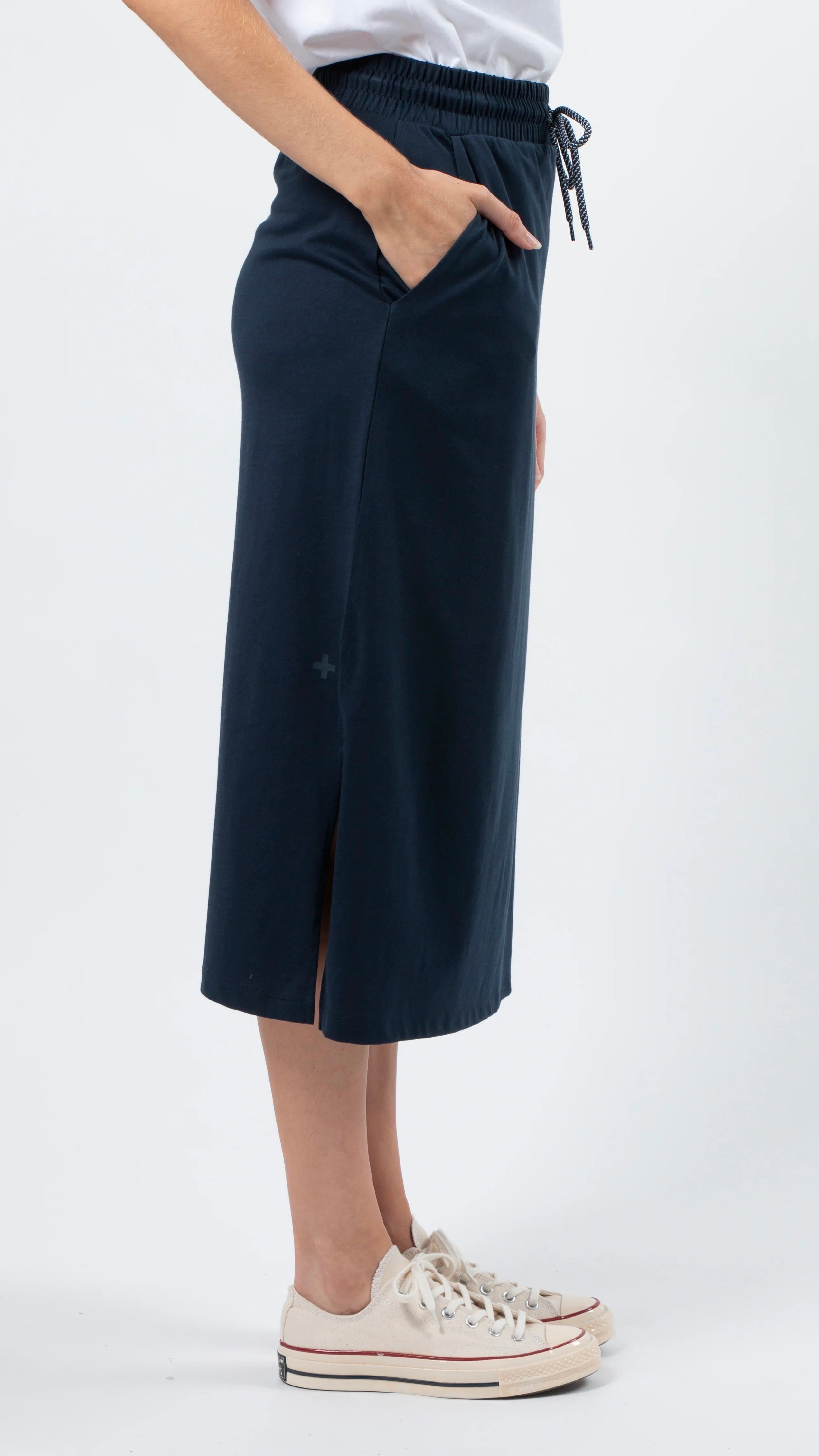 Stella Essentials Women's Navy Blue Skirt - Comfortable & Stylish for Casual Wear, Office, and Everyday Outfits