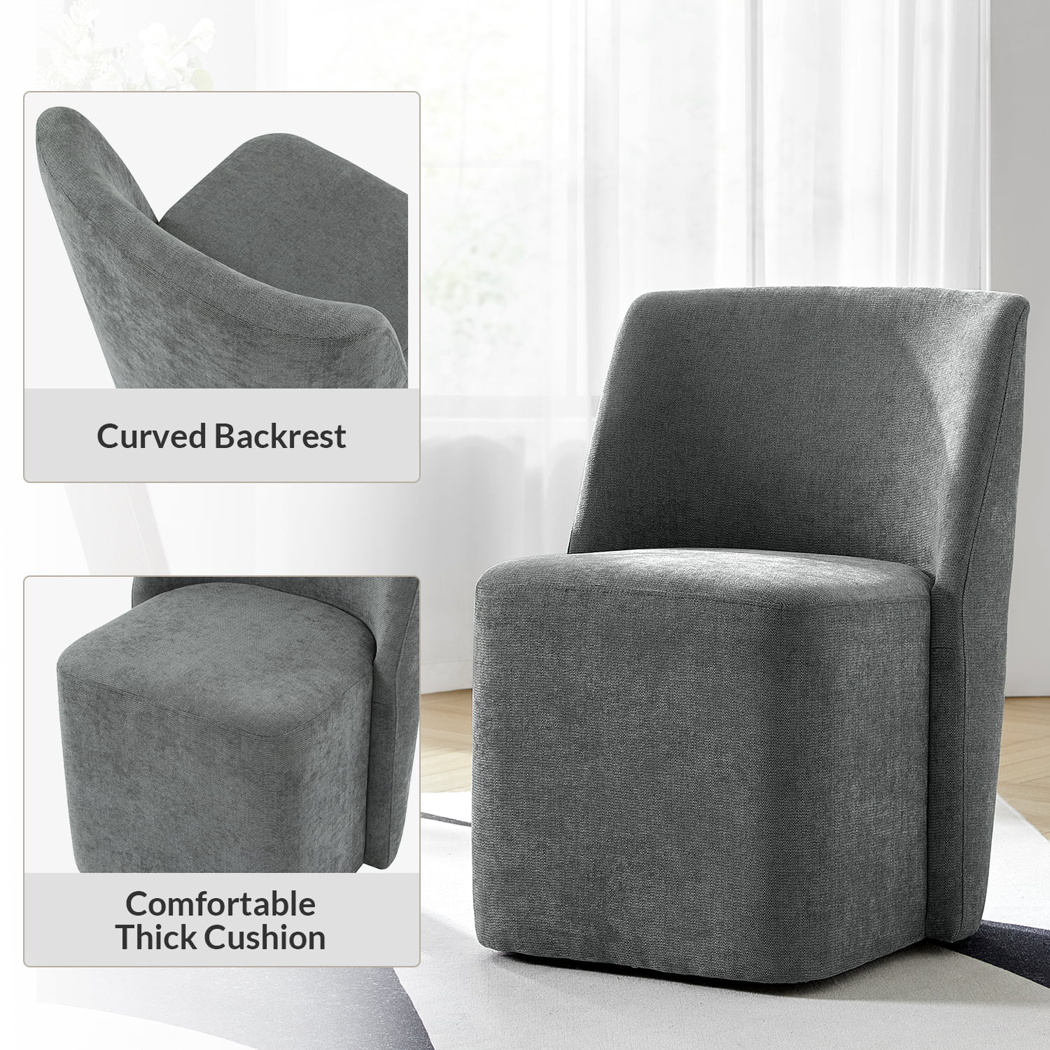 Yale Modern Curved Backrest Dining Chair - Adjustable & Versatile for Kitchen, Dining Room, Office (Set of 2, 4 or 6) - Comfortable Seating for Home & Restaurant Use