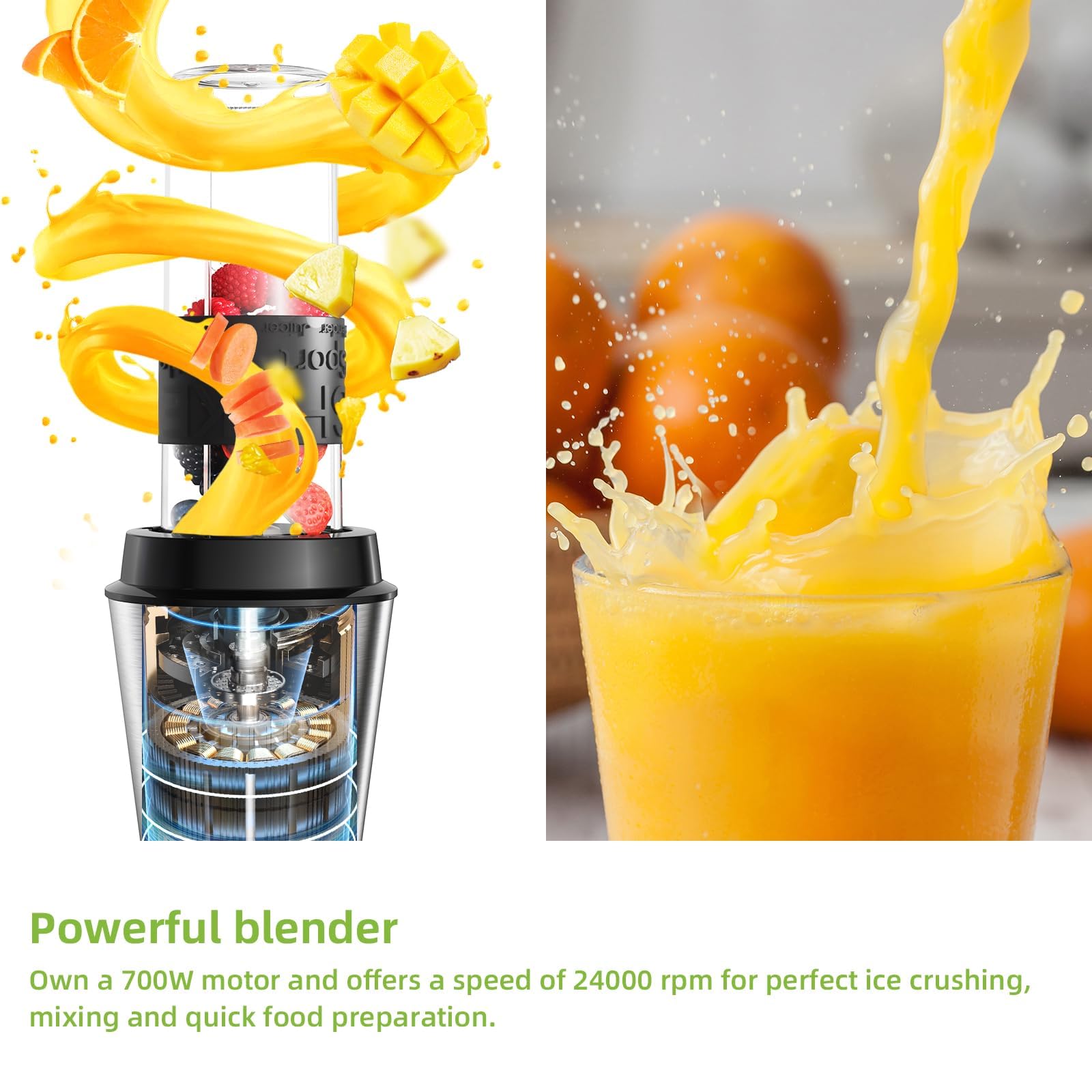 BioloMix 700W Blender and Food Processor Combo - 7-in-1 Multi-Function Kitchen Appliance for Juicing, Grinding, Chopping & Mixing | Perfect for Smoothies, Coffee Spice, Meat & Fruits | Compact & Portable for Home, Office & Travel Use