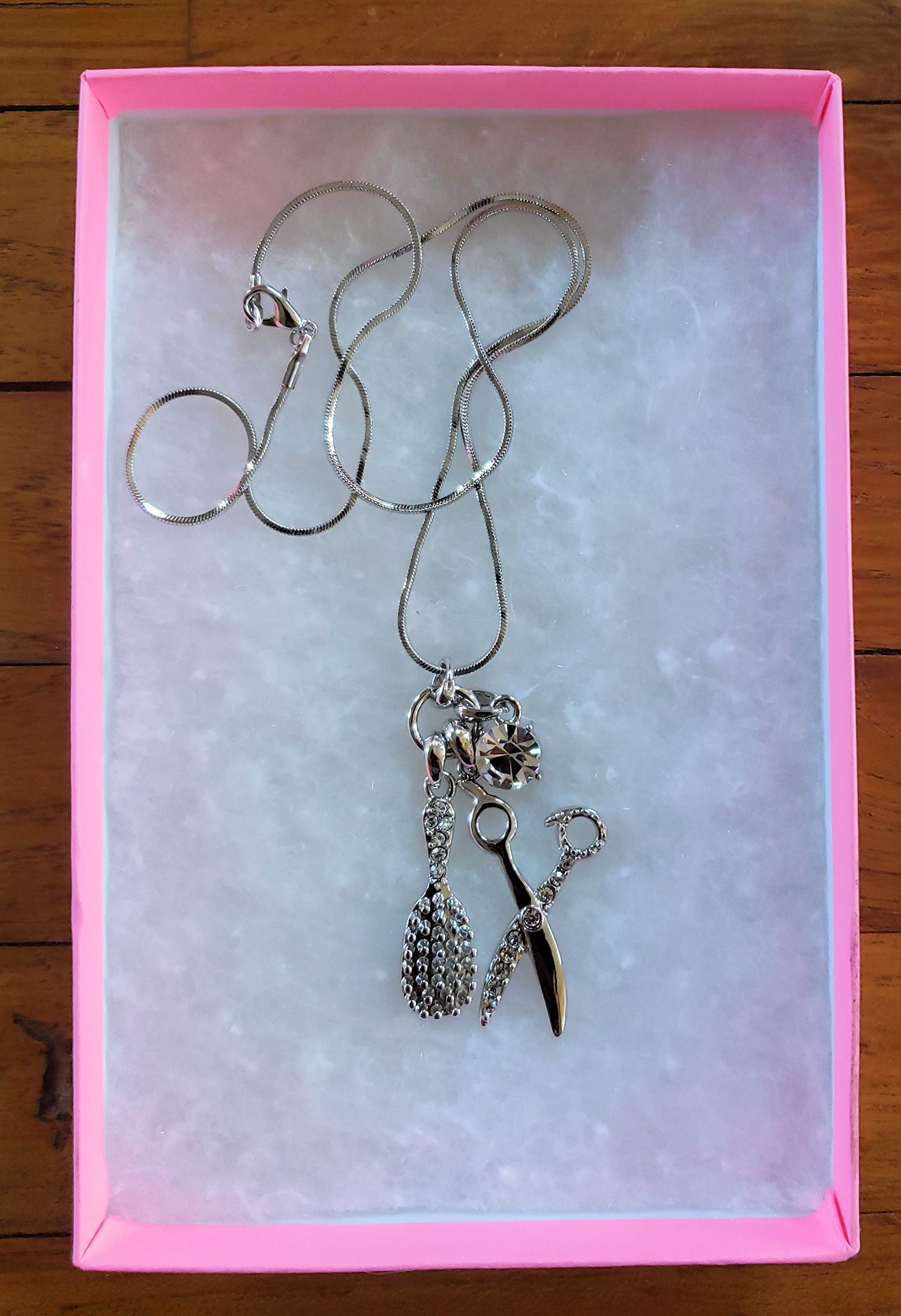 Stylish Hair Scissors & Brush Charm Dangle Necklace for Beauty Salon Lovers - Perfect Gift for Hairstylists & Salon Enthusiasts