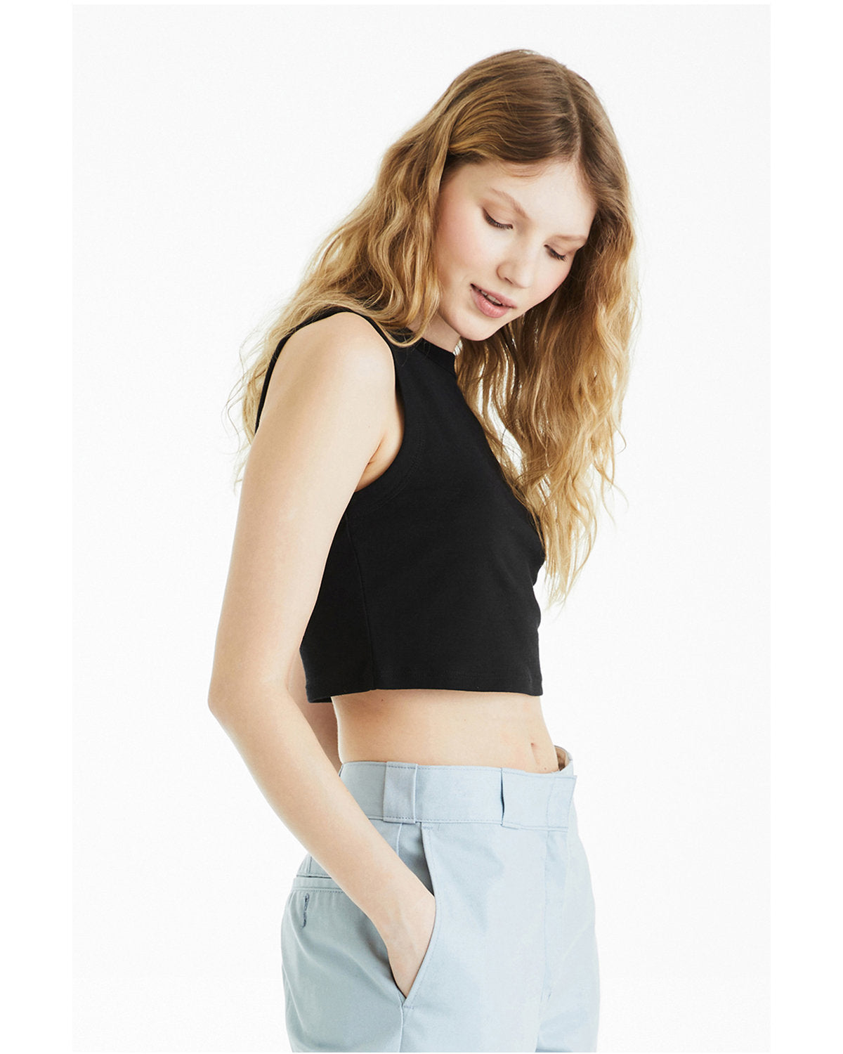 Bella + Canvas 1013BE Women's Micro Rib Muscle Crop Tank Top - Soft Stretchy Workout Shirt for Yoga, Gym & Summer Fashion