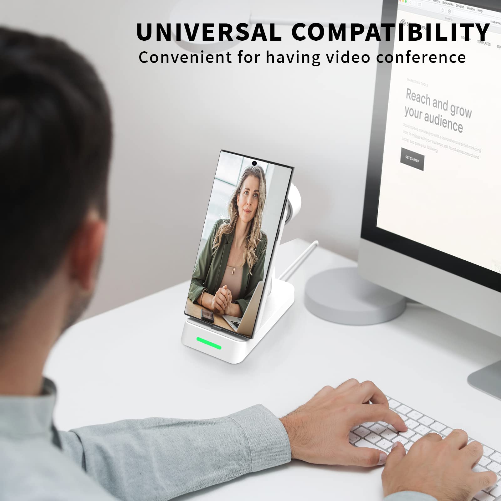 3-in-1 Wireless Charging Station for Samsung Galaxy - Fast Charger Compatible with Galaxy Watch 7/6/5/4, S25/S24/S23 Ultra, Note 22, Z Flip/Fold 6/5/4 & Buds 3/2 Pro | Nightstand Charger for Bedroom, Office & Travel