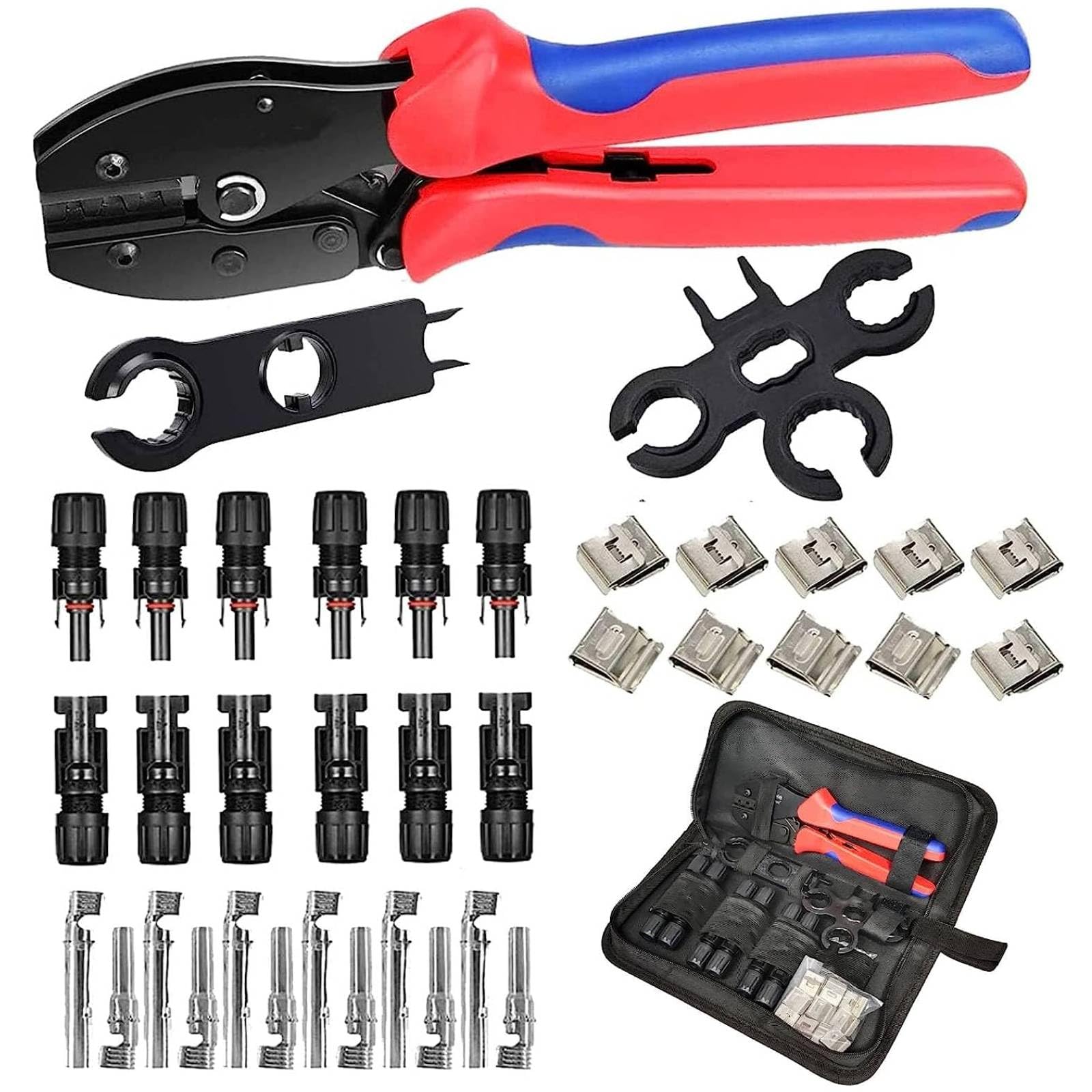 **Solar Panel Crimping Tool Kit - 6 Pairs MC4 Connectors, 1 Crimper Tool & 2 Spanner Wrenches for Solar Cable Installation - Perfect for DIY Solar Projects & Off-Grid Systems**