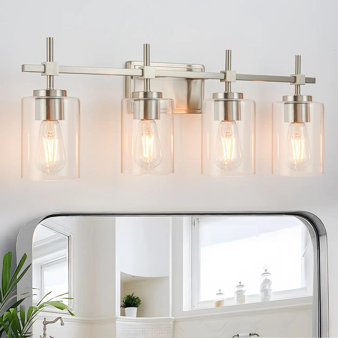 Jasper Modern 4-Light Clear Glass Bathroom Vanity Light Fixture - Perfect for Bathroom, Powder Room, and Dressing Area Lighting