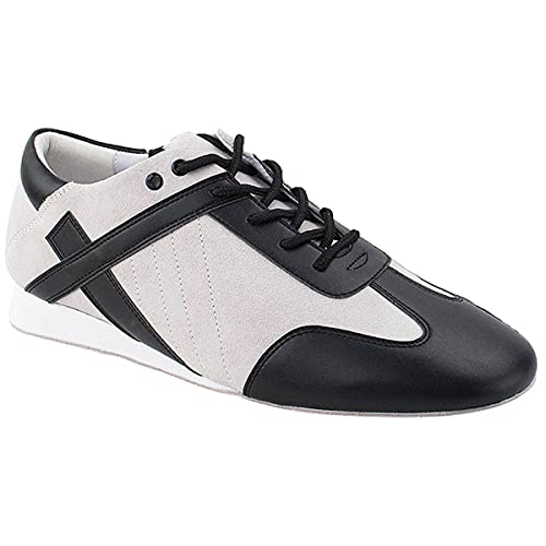 Vintage White Suede & Black Leather Trim