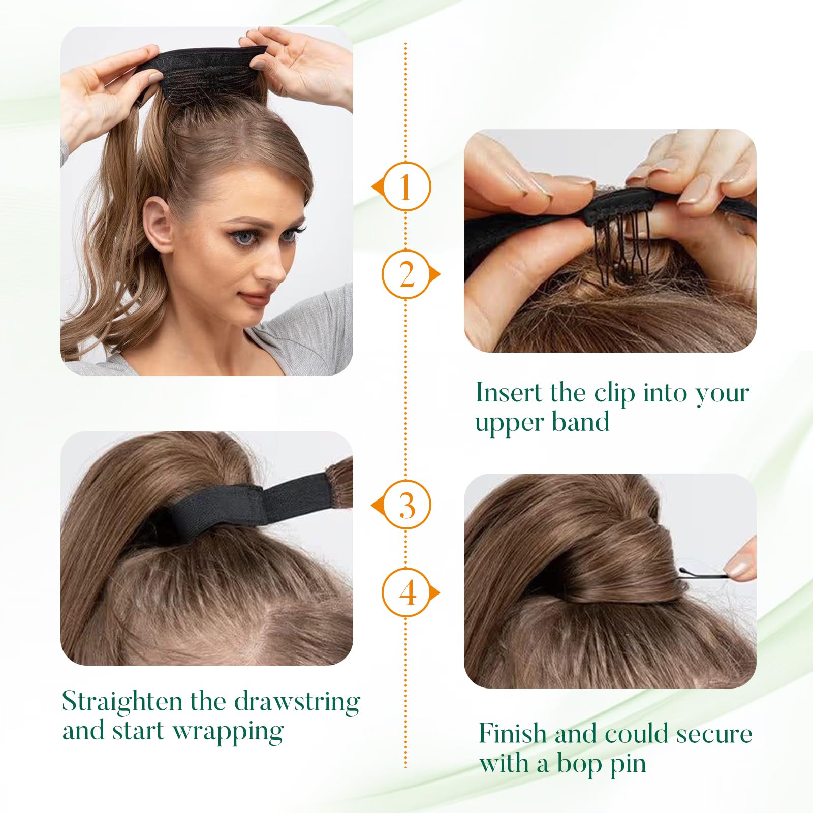 Easyouth 20Inch Human Hair Ponytail Extension - Ash Brown Highlights & Bleach Blonde, 80g Silky Wrap Around Pony Tail for Women | Perfect for Parties, Weddings & Daily Styling