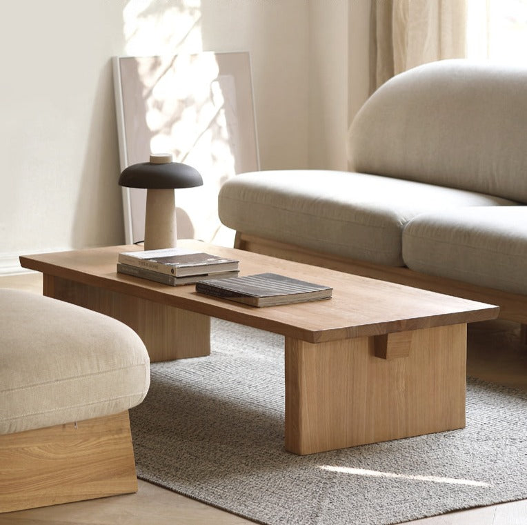 Handcrafted Live Edge Tea Table - Solid Oak & Birch Wood - Rustic Modern Coffee Table for Living Room, Lounge, or Office Decor