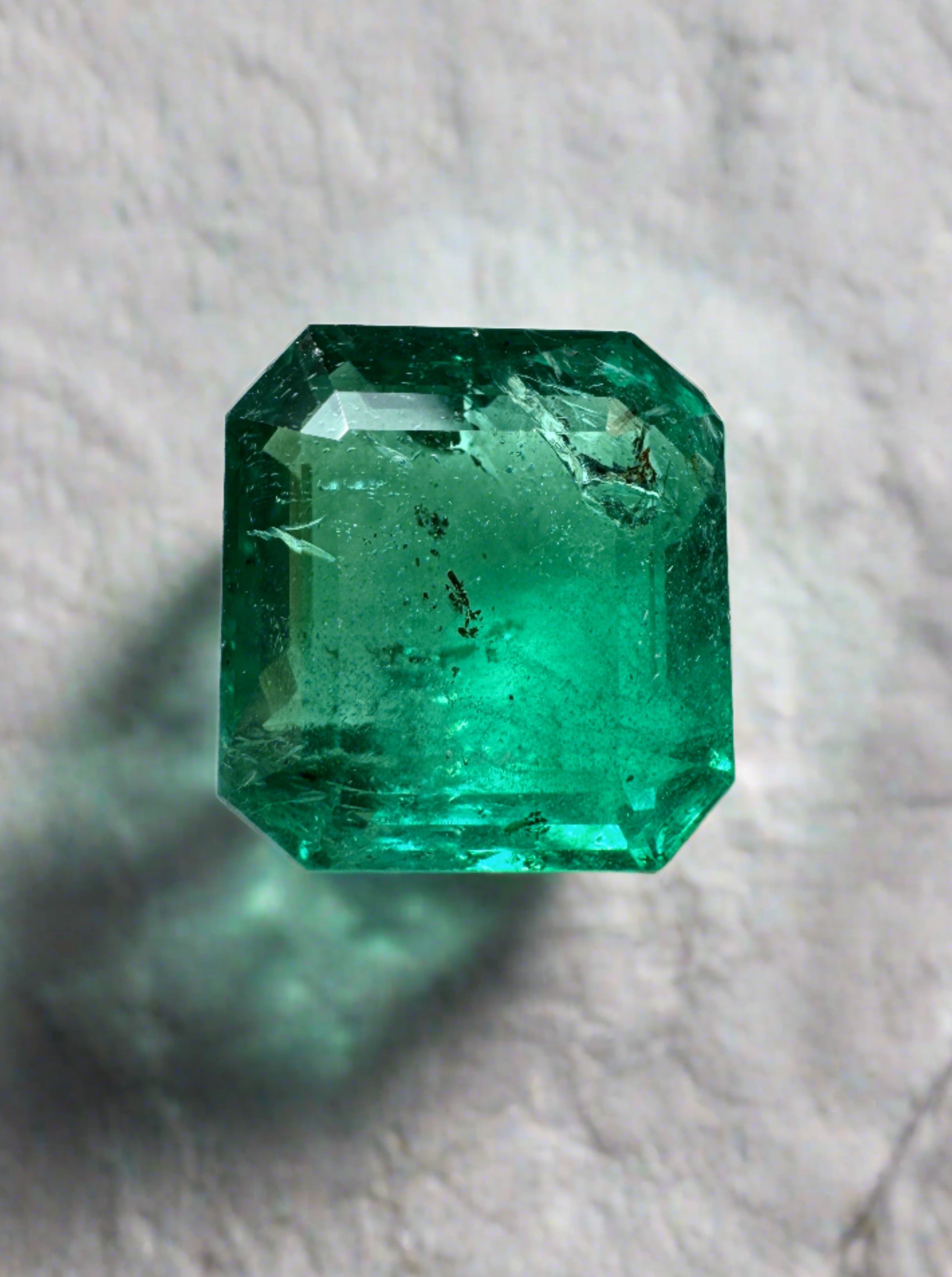 6.54 Carat Natural Loose Zambian Emerald - Medium Deep Green 11.3x10.6mm Emerald Cut Gemstone for Jewelry Making & Engagement Rings