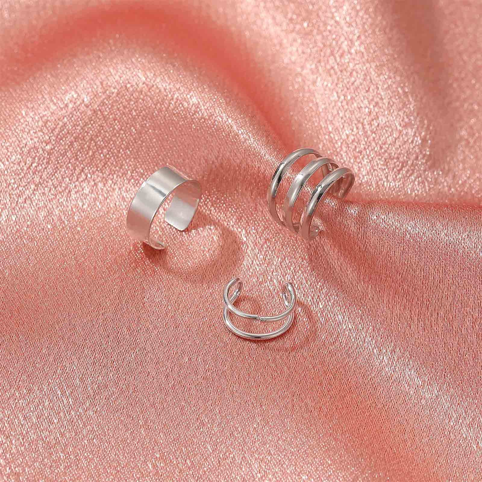 Boho Cartilage Earrings Set - Double Line Helix Cuff Earrings for Women & Girls | Minimalist Fake Piercing Jewelry | No-Piercing Ear Cuffs for Everyday Wear & Special Occasions