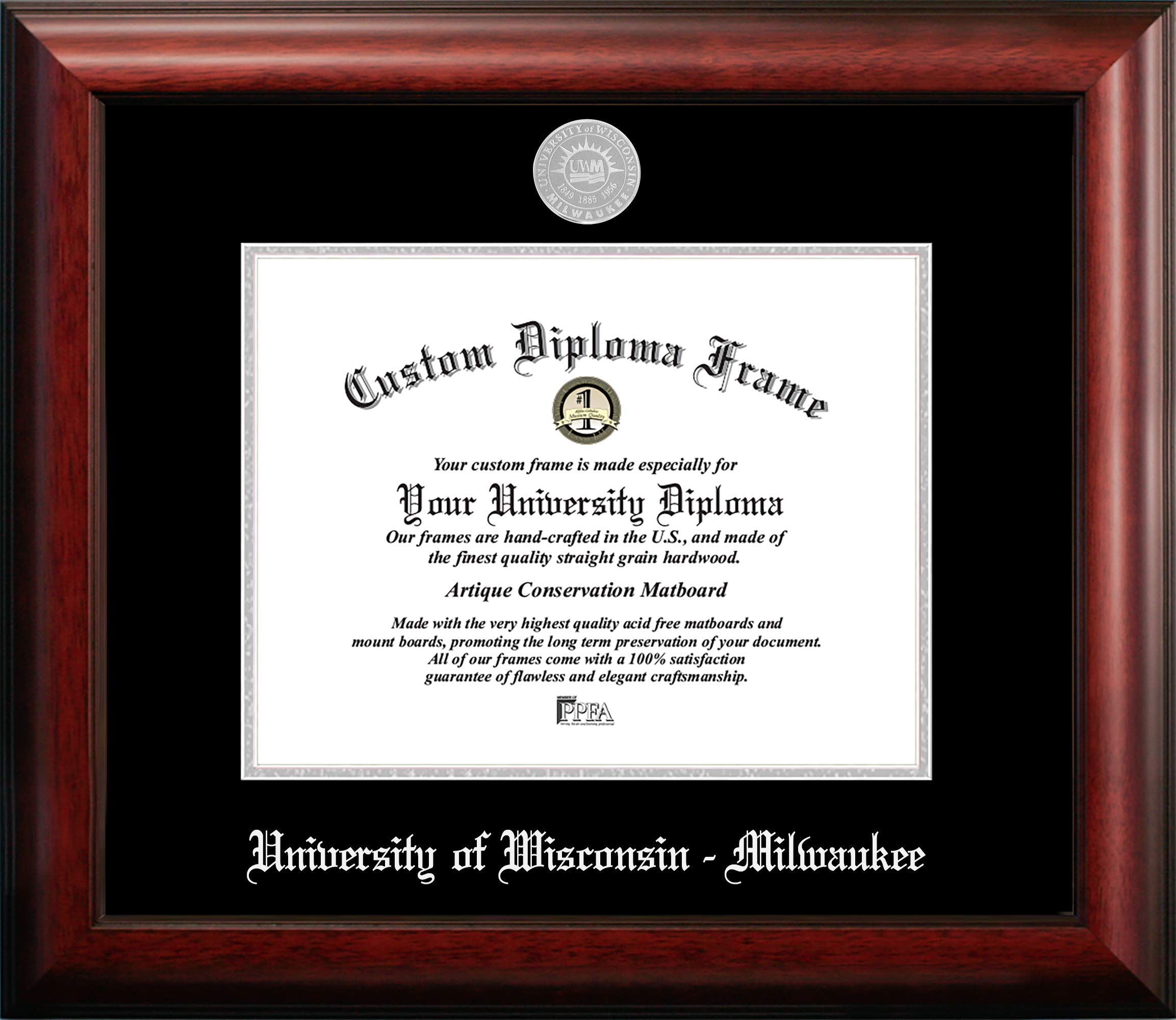 NCAA Wisconsin Milwaukee Panthers Unisex Silver Embossed Diploma Frame - University of Wisconsin Graduation Display - 10W x 8H Silver College Diploma Holder - Perfect for Graduation Gifts, Office Decor & Alumni Memorabilia