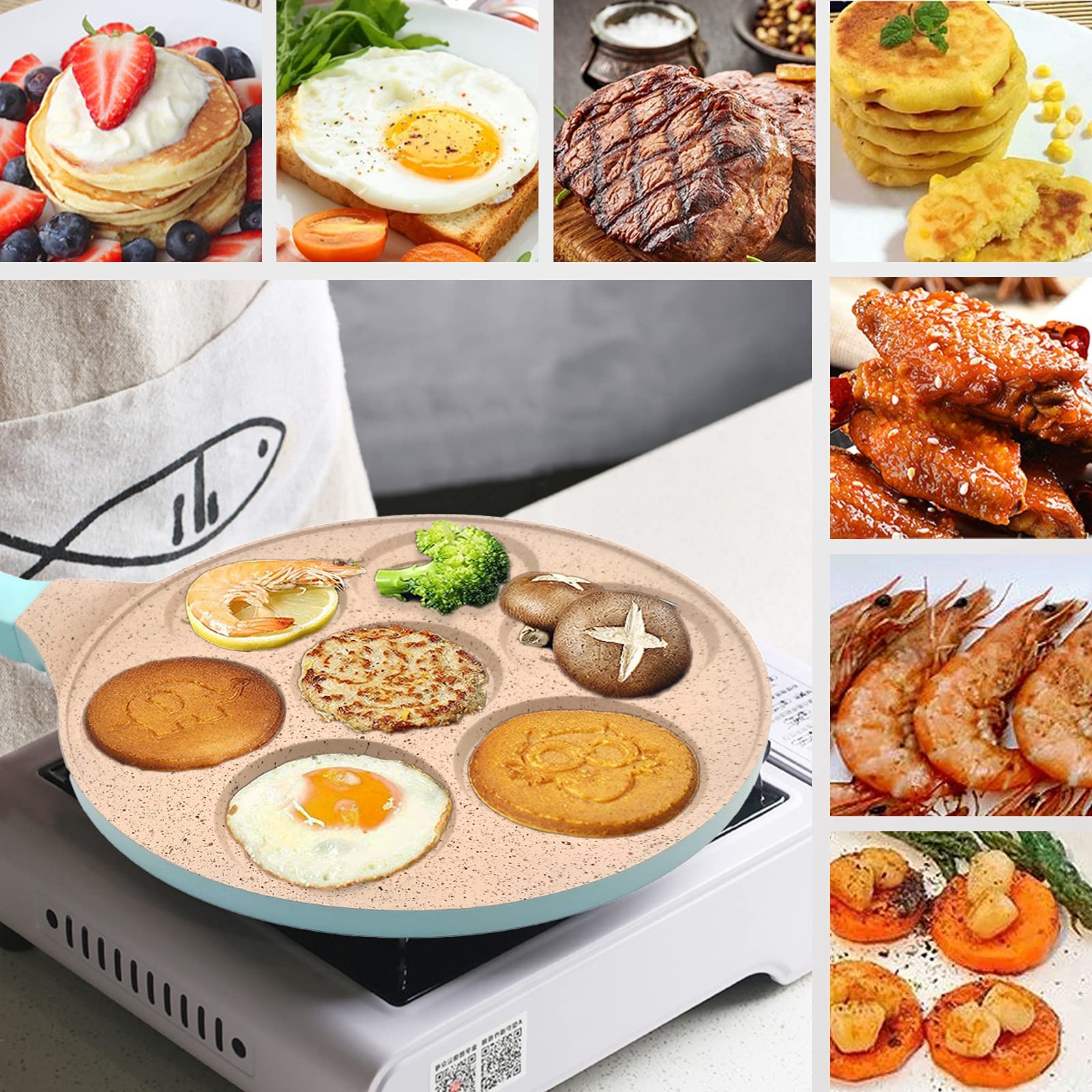 Nonstick 7-Cup Egg Cooker & Waffle Maker - Perfect for Breakfast Omelets, Pancakes & Kids' Meals - Ideal for Family Breakfasts, Quick Meals & Kids' Cooking Activities