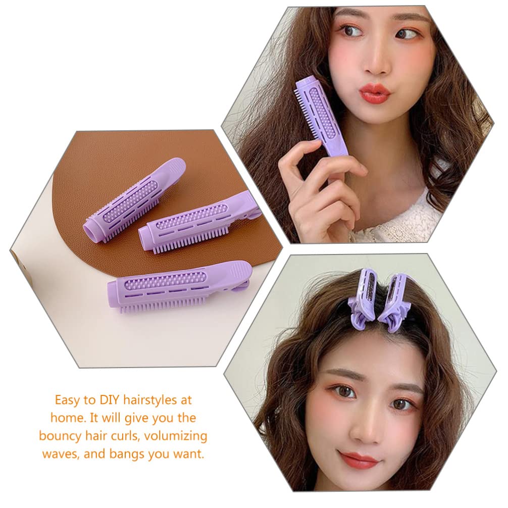 10pcs Purple ABS Hair Rollers for Volume & Curls - Big Roll Clamp Hair Curler Set for Wavy & Curly Hairstyles - Perfect for Salon, Home Styling & DIY Hair Care