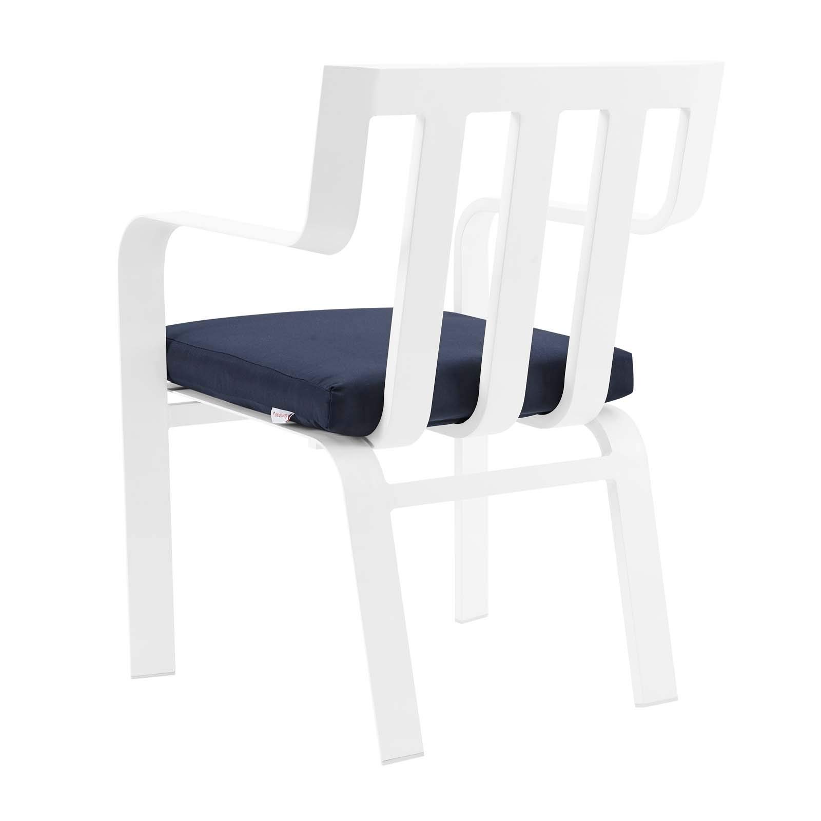 Modway EEI-3961-WHI-NAV Baxley Lounge & Deep Seating Dining Chairs Set of 2, White & Navy Blue Upholstered - Perfect for Living Room, Dining Room, or Outdoor Patio Furniture