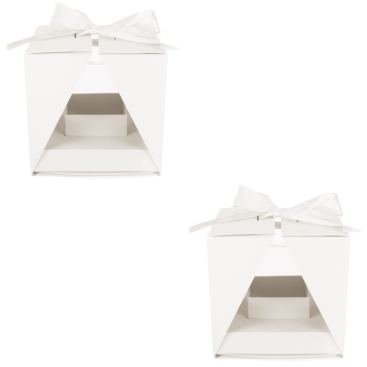 VICASKY 2 Pack Clear Plastic Gift Boxes with Ribbon - DIY Rose Flower Packaging, Transparent PVC Gift Containers for Florist, Wedding, Birthday & Party Decorations