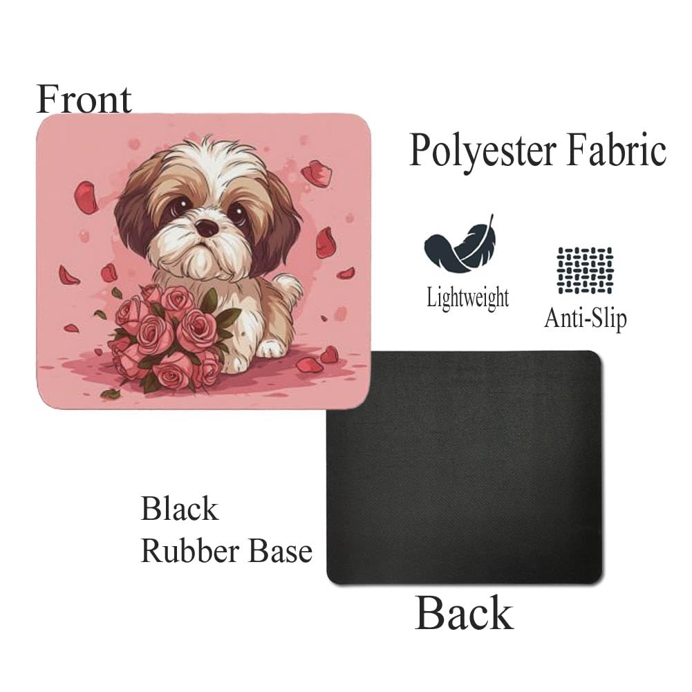 Non-Slip Rubber Mouse Pad with Cute Havanese Dog & Flower Design - Perfect for Home Office, Gaming, Work Desk, Computer & Laptop Use - Great Gift for Dog Lovers (12x10in)