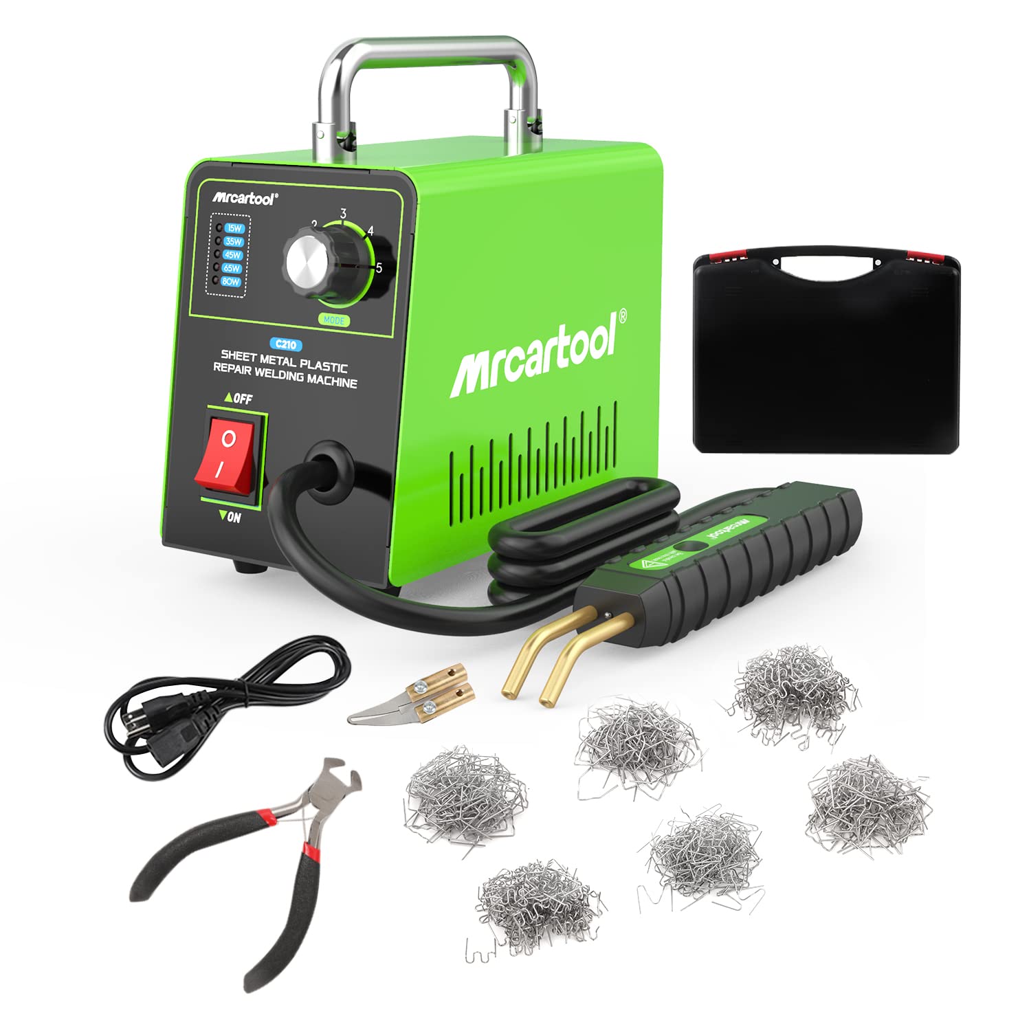MR CARTOOL C210 Plastic Welder Kit - 15W-80W 110V Bumper Repair Welding Machine with 600 Hot Staples | For Car, Truck & Motorcycle Plastic Repair | DIY Auto Body & Bumper Fixing Tool