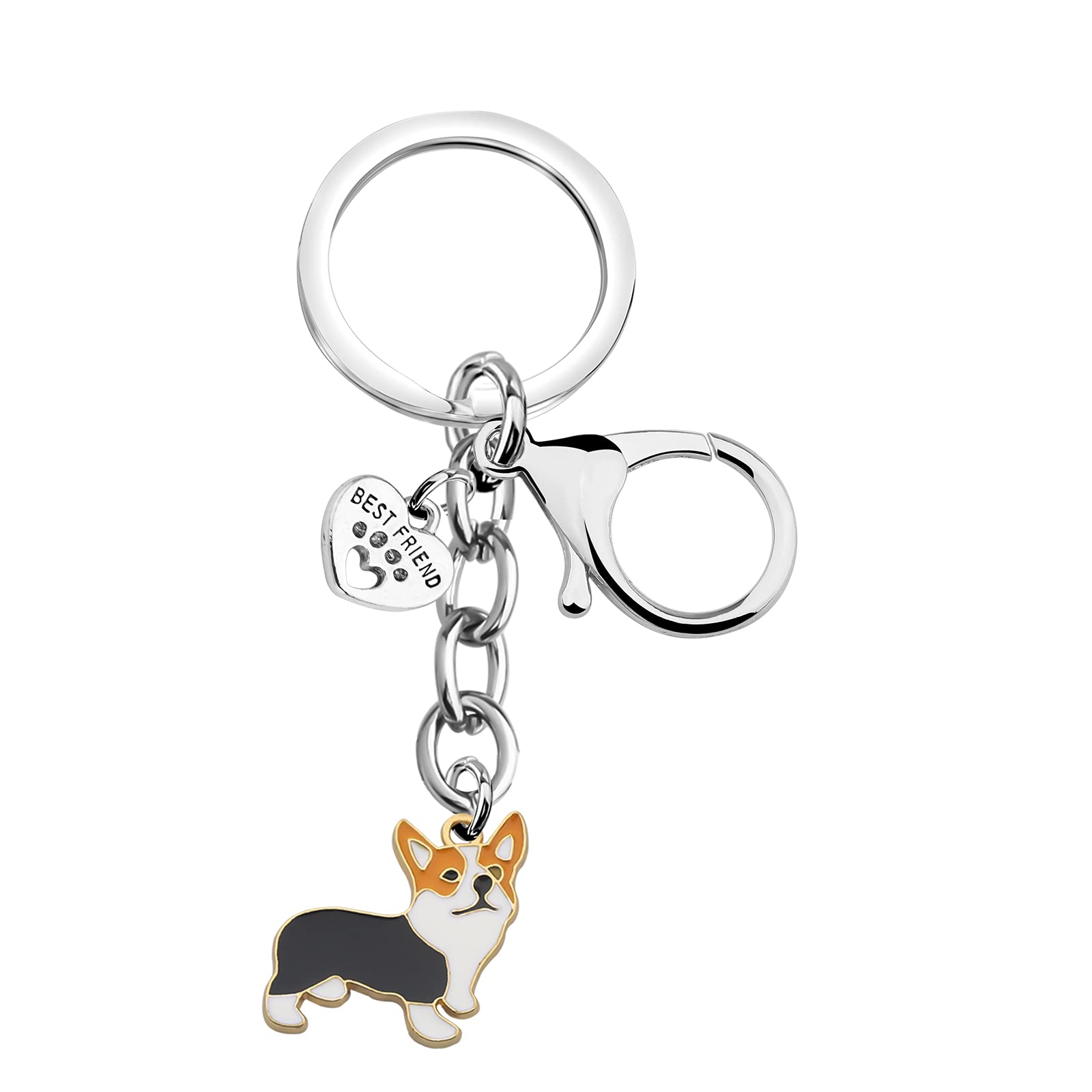 BNQL Cute Corgi Keychain - Perfect Gift for Corgi Owners & Dog Lovers - Paw Print Pet Rescue Keychain - Ideal for Birthdays, Christmas & Pet Adoption Celebrations