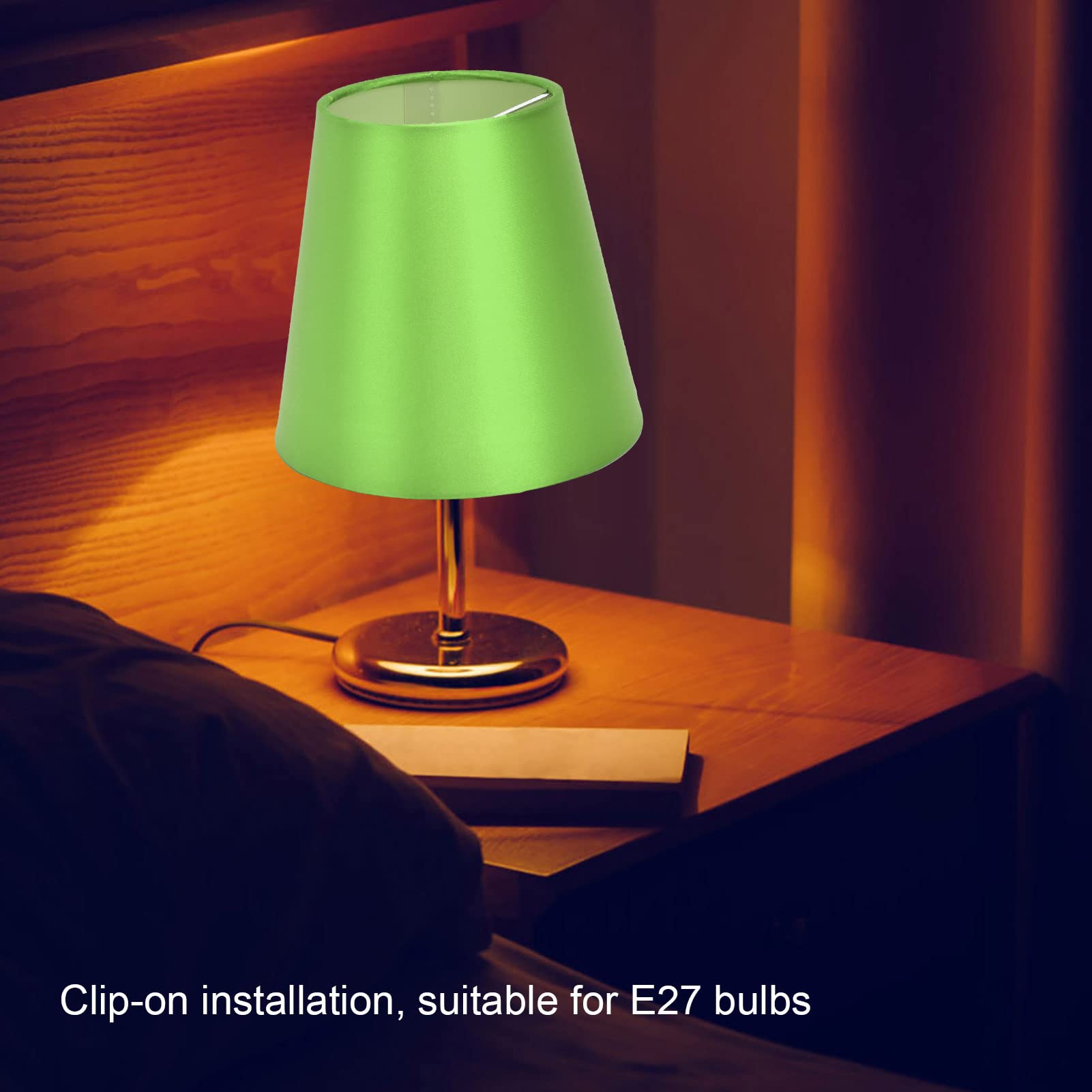 6PCS Green Fabric Lamp Shades for E14 Bulb - Ceiling, Table, Wall & Chandelier Lighting - Perfect for Bedroom, Living Room & Dining Room Decor
