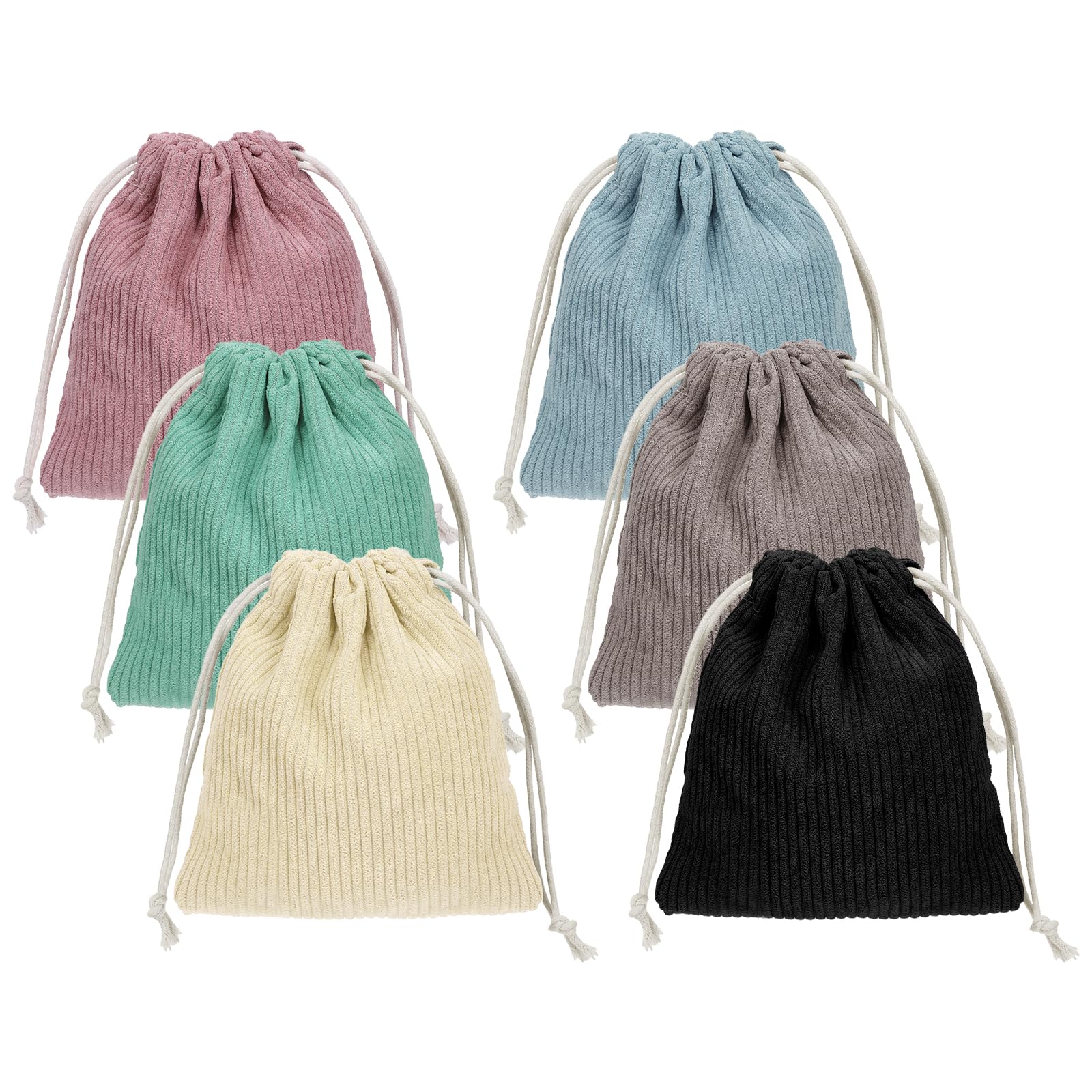 6pc Small Drawstring Makeup Bag for Women - Portable Cosmetic & Jewelry Pouch for Travel, Home Storage (Multicolor)