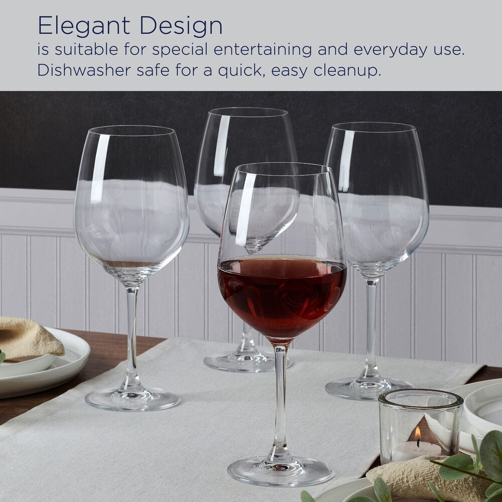Premium Lana Set of 4 Crystal Red Wine Glasses - Elegant Bordeaux Glassware for Fine Dining, Wine Tasting & Home Entertaining