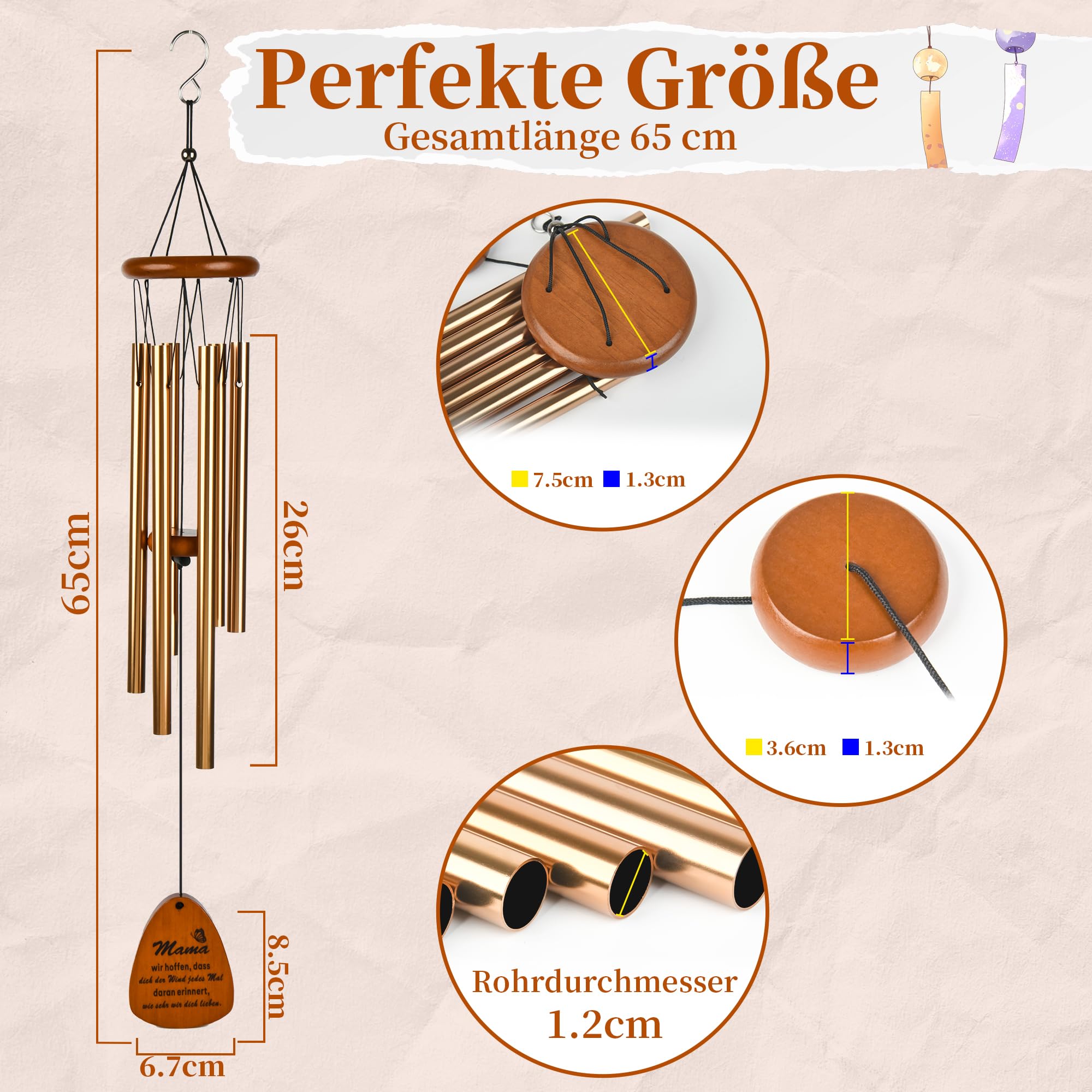 Outdoor Metal Wind Chimes - Perfect Birthday & Mother's Day Gift for Mom from Kids | Elegant Garden Decor for Patio, Porch, and Backyard