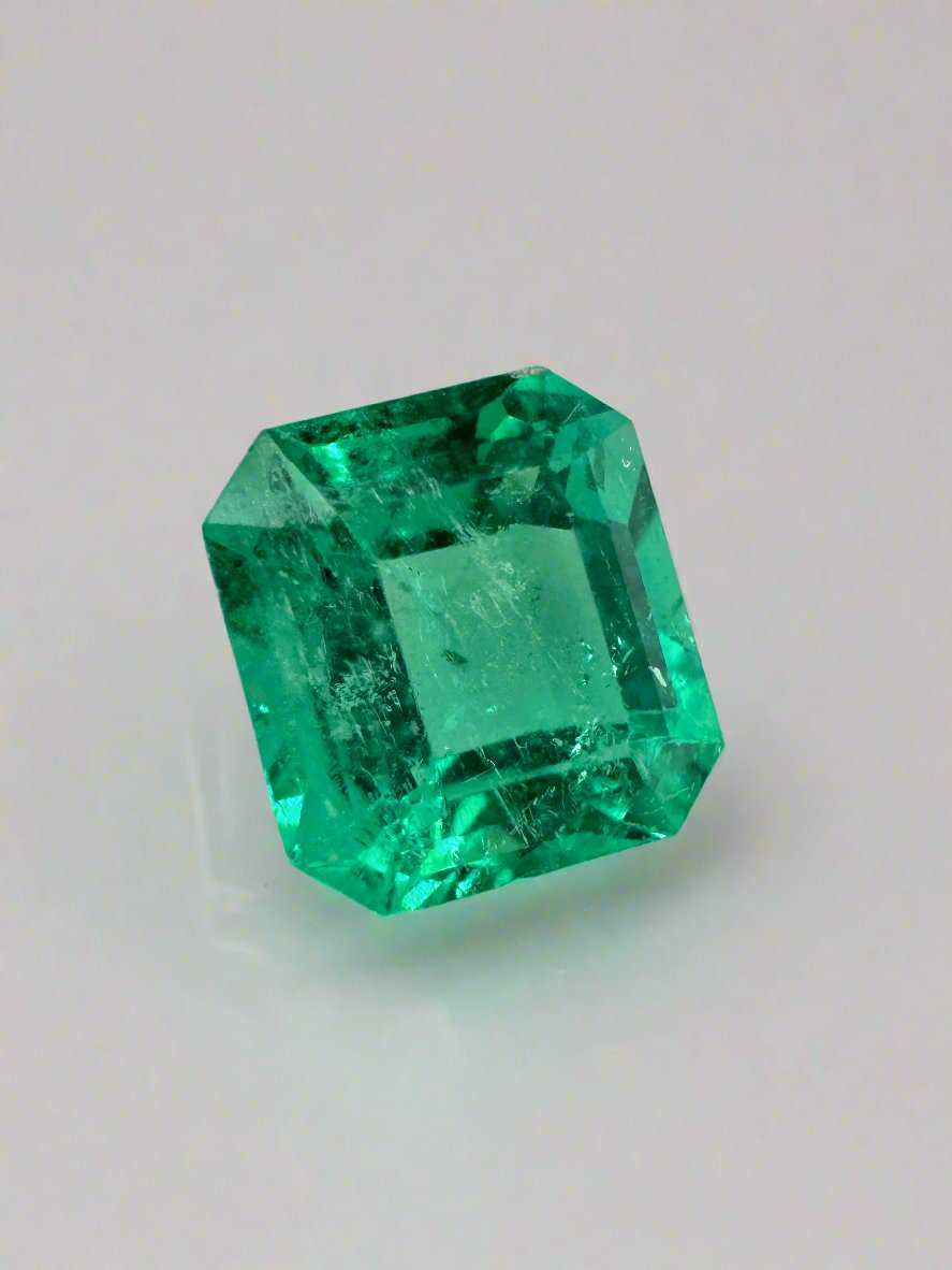 1.68 Carat 7.5x7mm Muzo Yellowish Green Asscher Cut Natural Colombian Emerald - Loose Gemstone for Jewelry Making, Engagement Rings & Luxury Collections