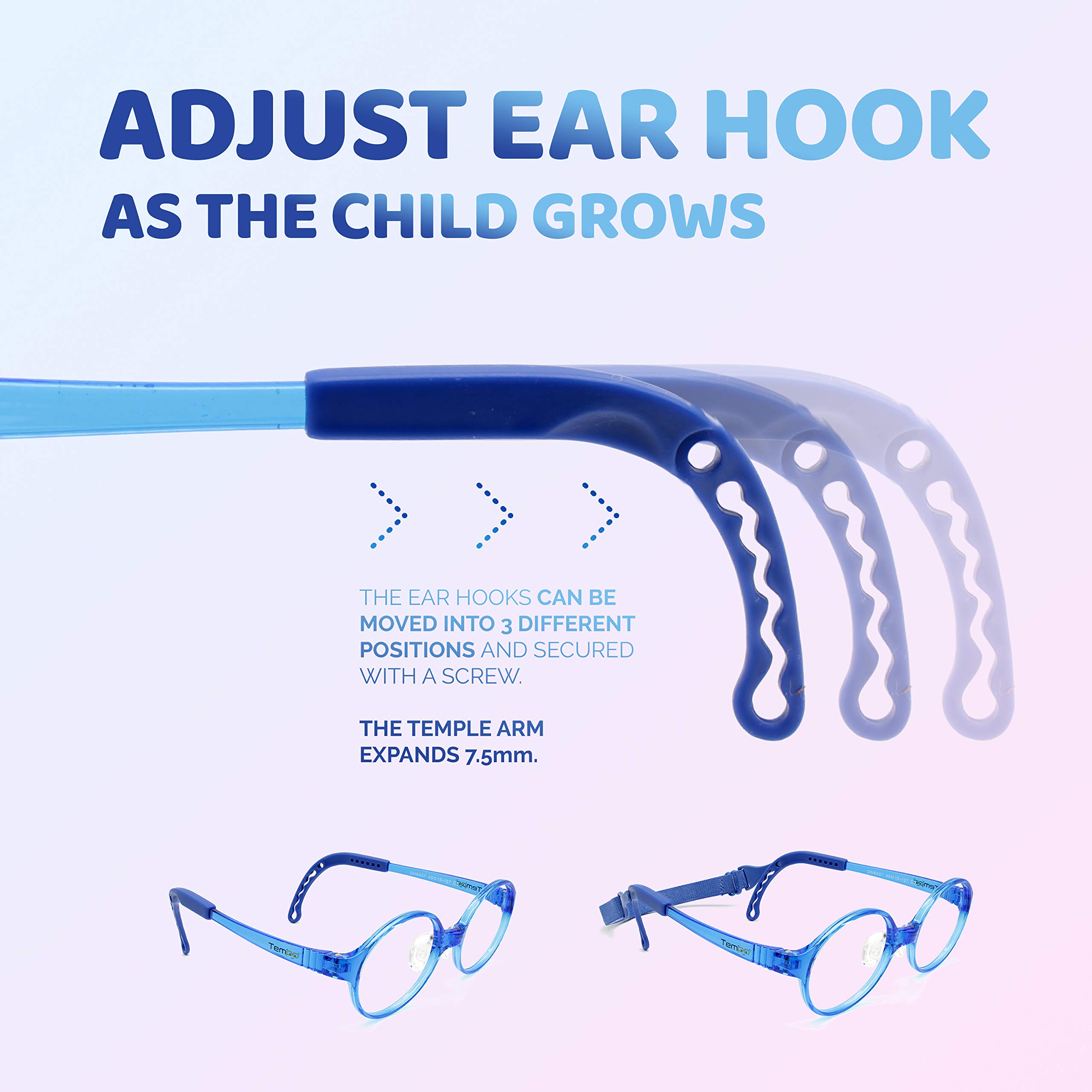 Adjustable Kids Glasses - Prescription Eyeglasses for Children with Flexible Tempo Frame (2004 Model) - Perfect for School, Reading & Outdoor Activities