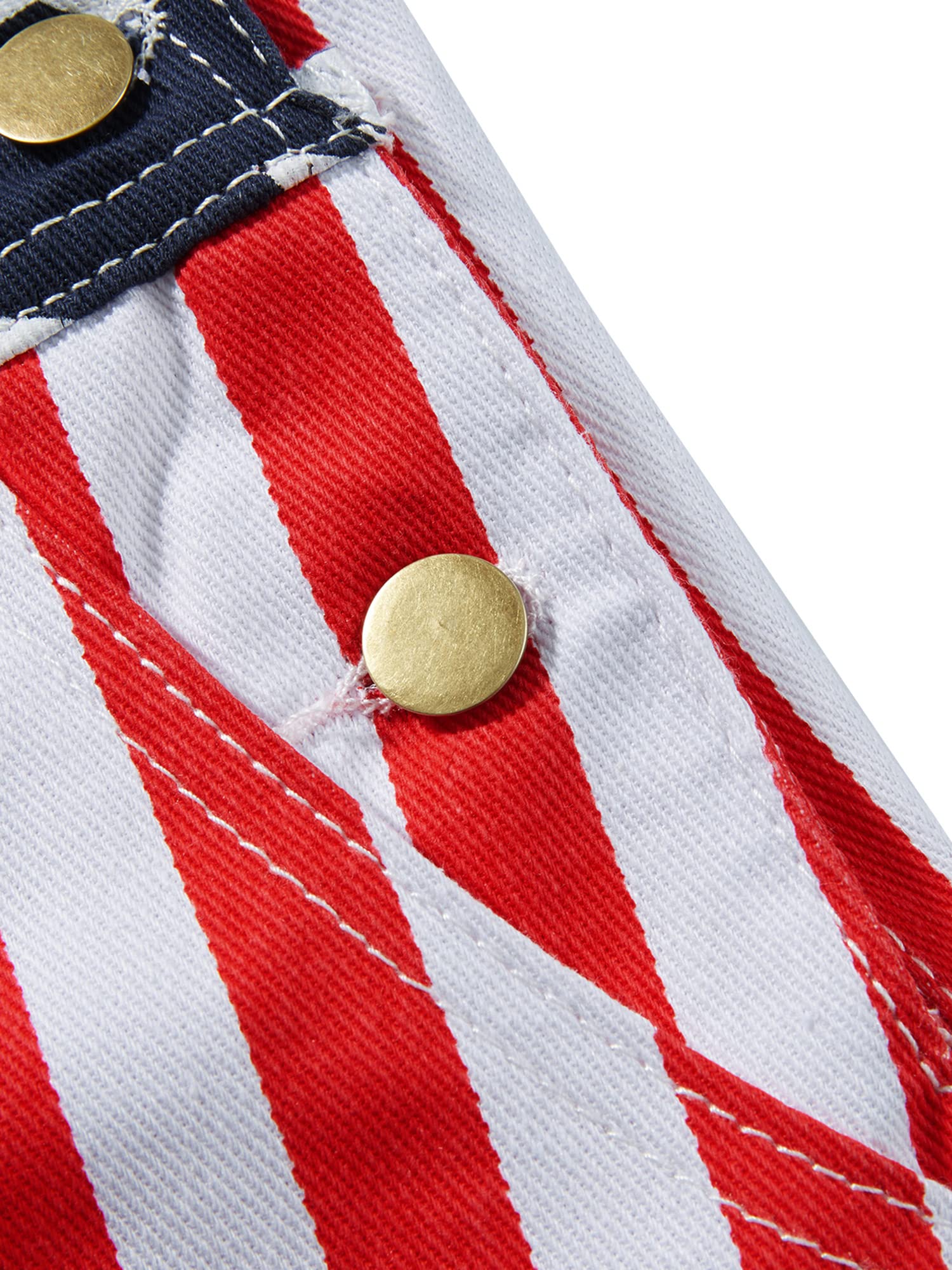 American Flag Denim Overalls Bib Shorts - Adjustable Strap Romper Jumpsuit for Men & Women | Casual Summer Workwear & Outdoor Activities