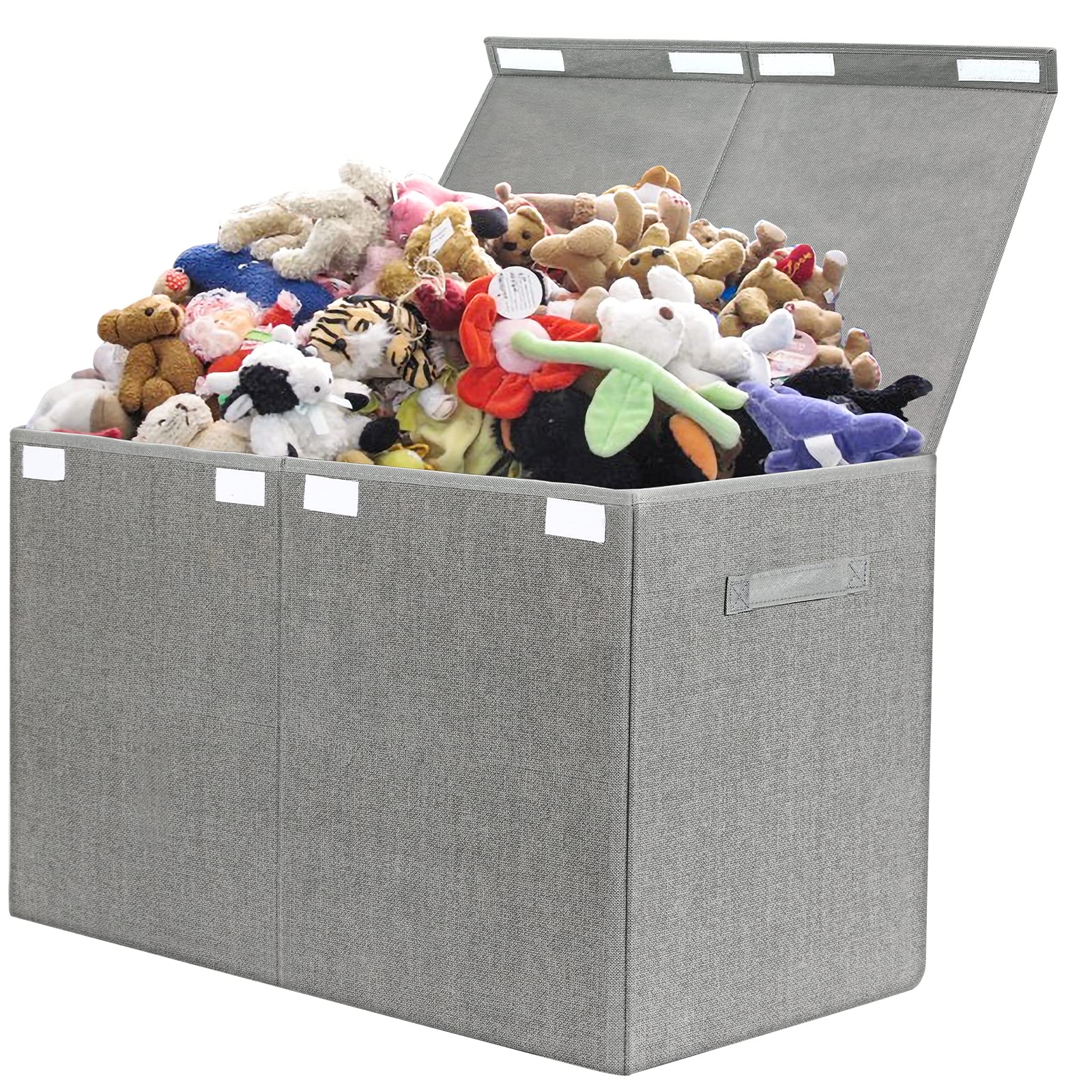 Foldable Large Kids Toy Storage Box with Flip-Top Lid - Durable Toy Chest Organizer for Nursery, Playroom & Home - Grey Decorative Storage Bin (24.5