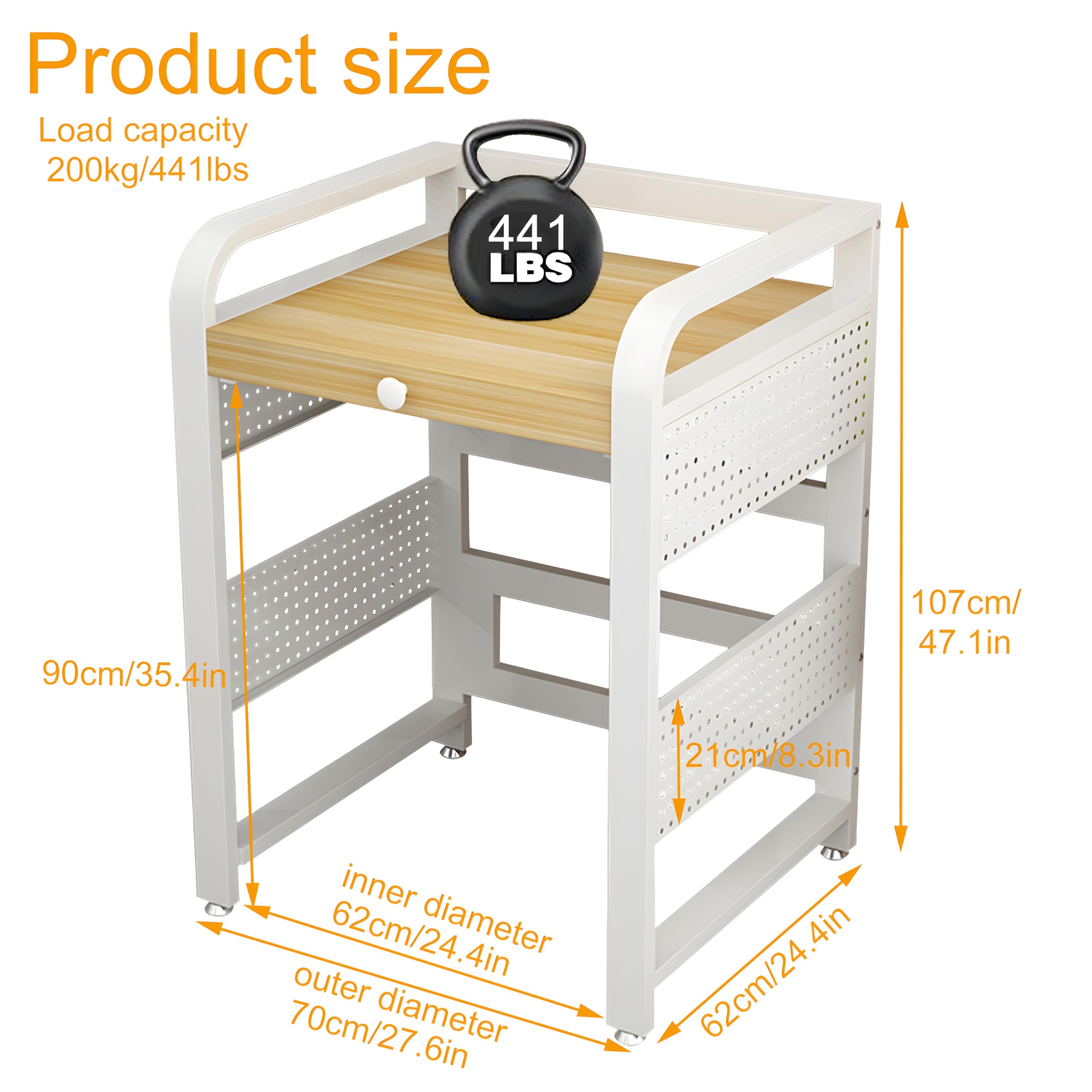 HIYOUGO Stackable Washer Dryer Storage Shelf - 24.4
