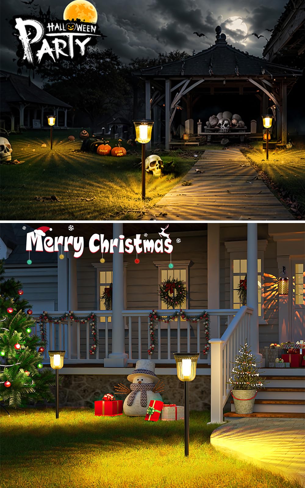JSOT 4 Pack Solar Pathway Lights Outdoor Waterproof - IP65 Rated Solar Walkway Lights for Garden, Driveway, Sidewalk & Landscape - 2 Brightness Modes (Warm White & Cool White) - Perfect for Evening Outdoor Lighting & Home Decoration
