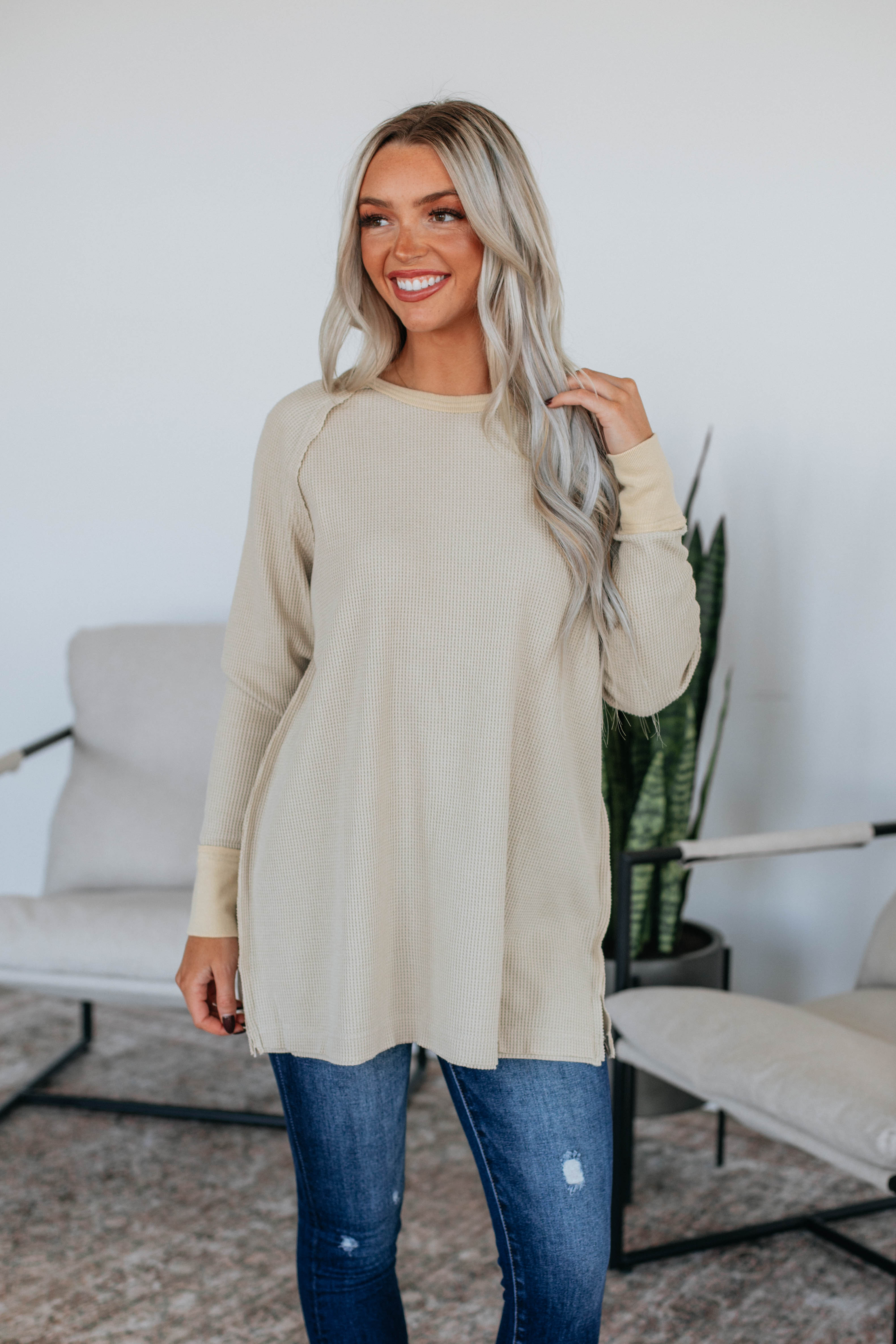 Dafina Knit Top for Women - Soft & Comfortable Oatmeal Sweater | Perfect for Casual Wear, Layering & Fall Outfits