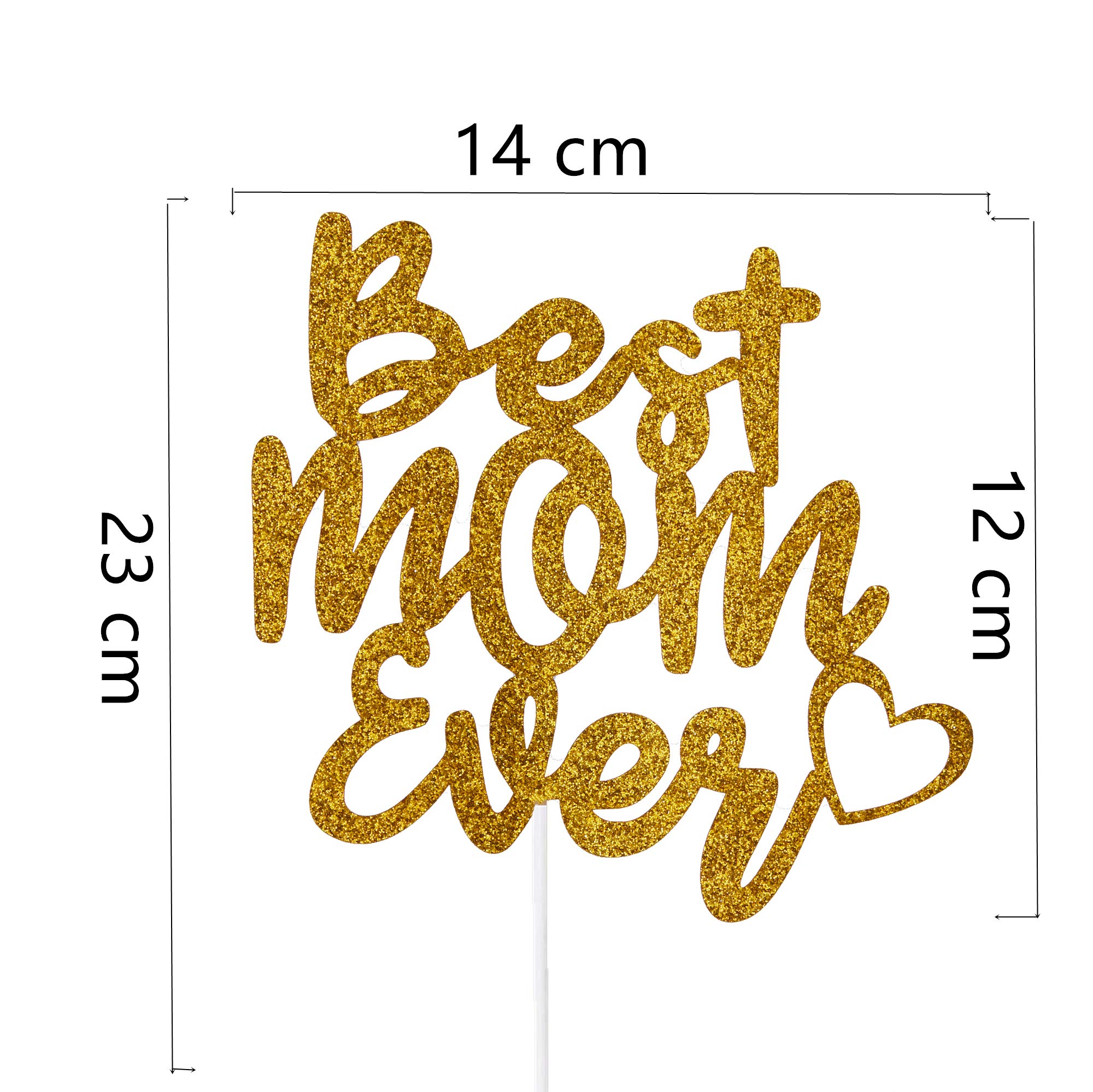 Best Mom Gold Glitter Cake Topper - Happy Mother's Day Letter Cake Decoration for Party, Birthday, Wedding & Special Celebrations