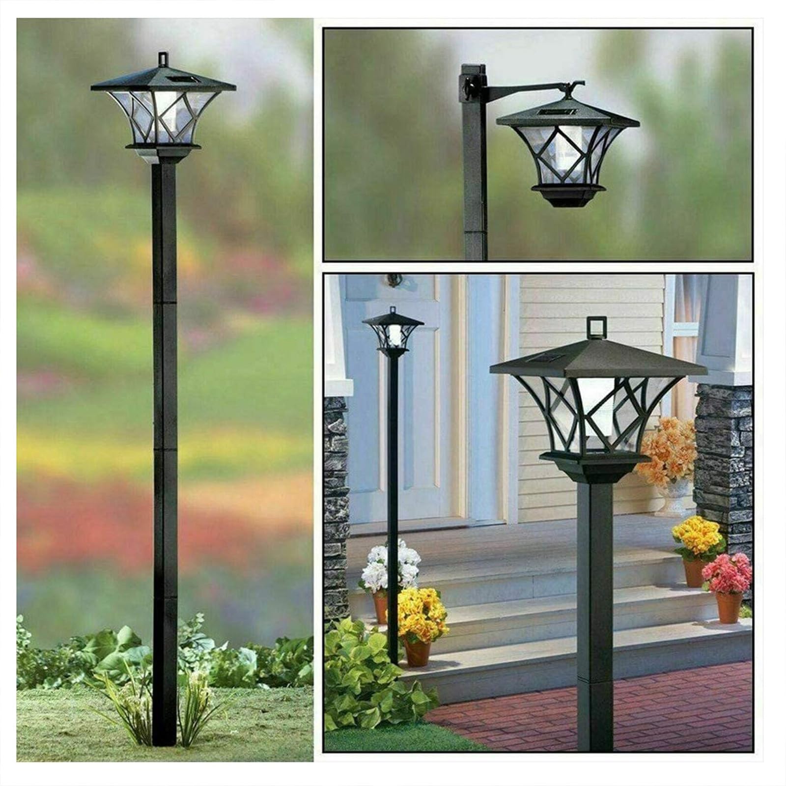 Solar Powered Vintage Outdoor Post Lights - Waterproof Garden Yard & Backyard Lighting for Pathways, Driveways, and Landscaping | Dusk to Dawn Solar Lamp Posts with Auto On/Off