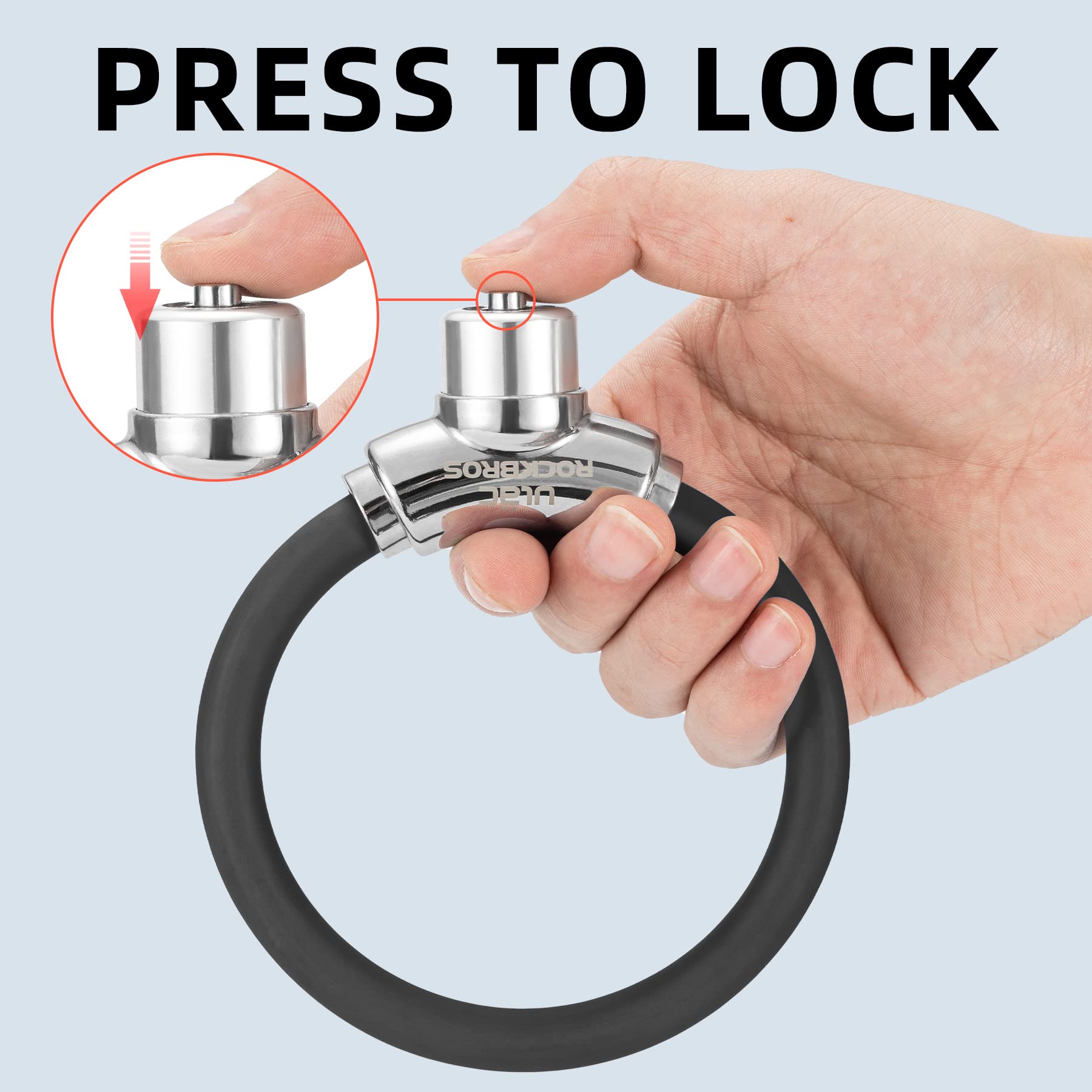 ROCKBROS Portable Bike Cable Lock - Anti-Theft Bicycle Security Lock with 2 Keys for Road & Mountain Bikes | Ideal for Commuting, Cycling & Outdoor Adventures