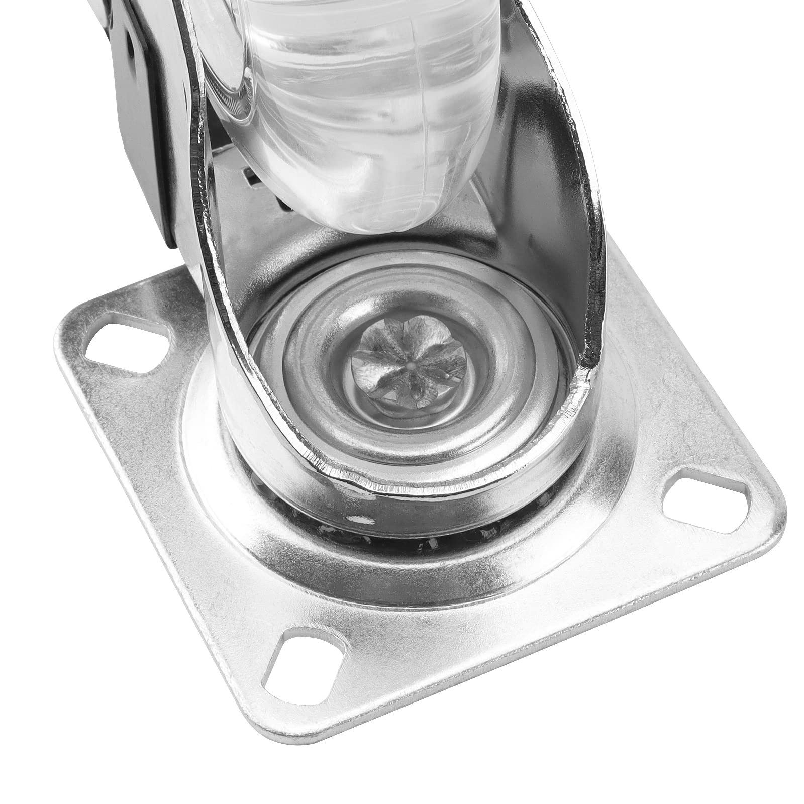 3 Inch Swivel Caster Wheels Set of 4 - 800lbs Heavy Duty Plate Casters with Mounting Hardware - Clear Industrial Wheels for Furniture, Workbench, Toolbox & Equipment - Lockable Casters for Smooth Mobility & Stability in Warehouses, Workshops & Home Use