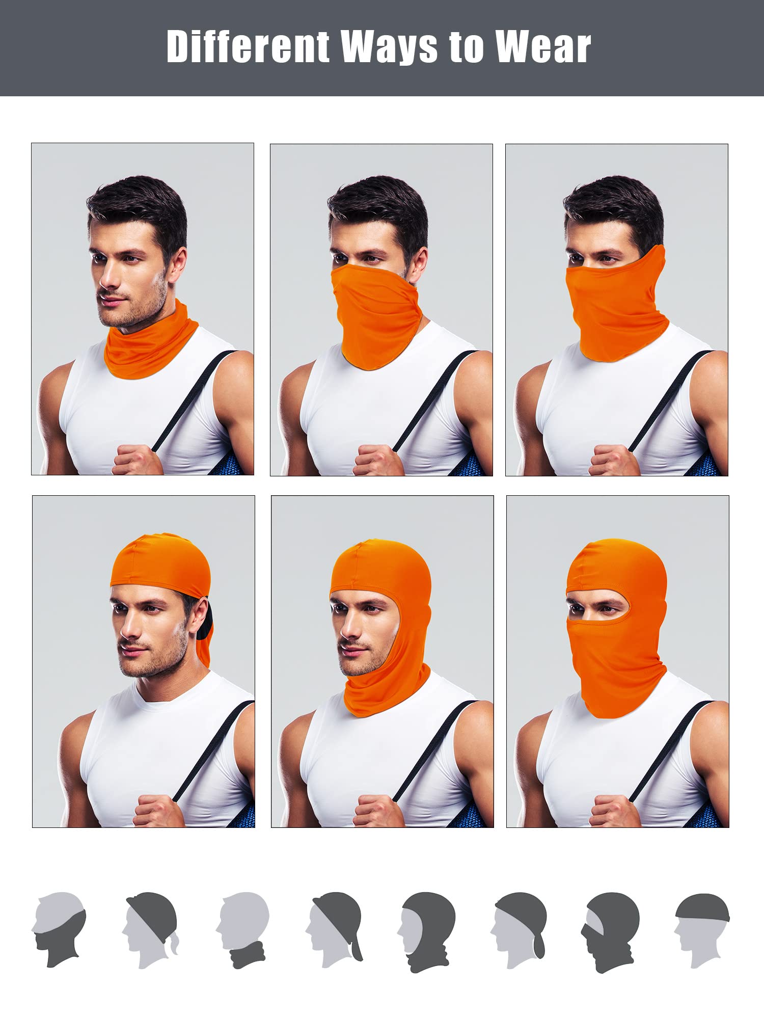 SATINIOR 9-Piece Ski Mask Set for Men - Full Face Cover UV Sun Protection, Cooling Balaclava, Neck Gaiter, Scarf & Bandana (Red, Orange, Green) - Perfect for Skiing, Snowboarding, Motorcycling & Outdoor Sports
