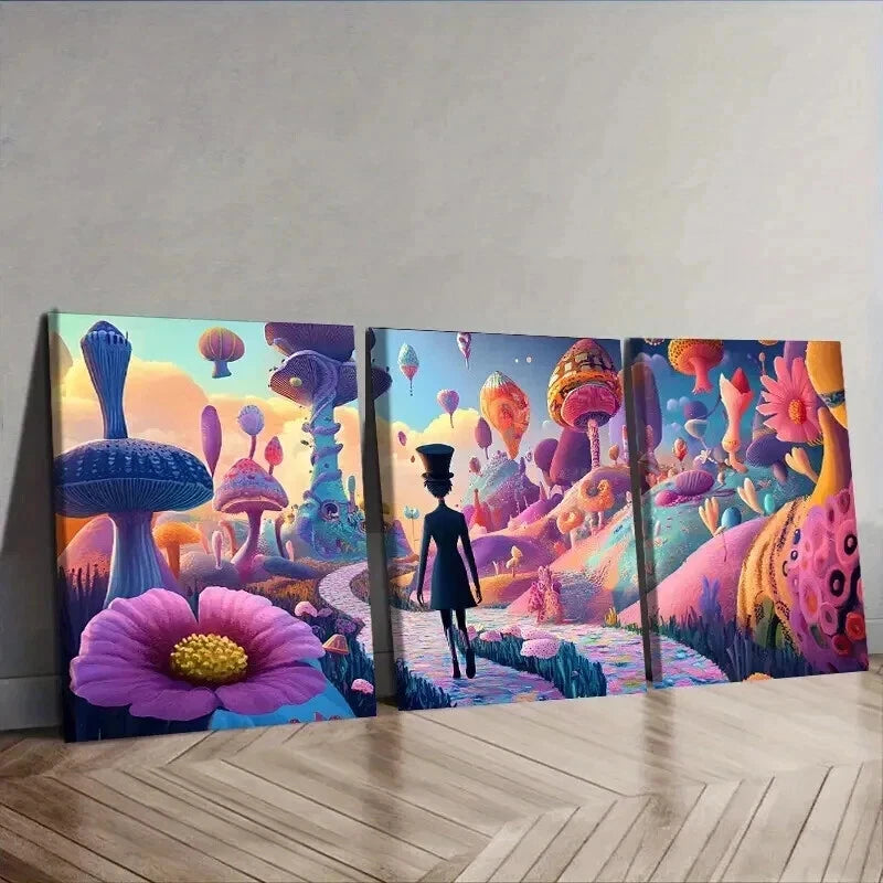 3-Piece Strange Place (6) Wall Art Set - Framed Canvas 50x70cm - High Quality Print - 100% Australian Made - Ready to Hang - Perfect for Living Room, Bedroom & Office Decor